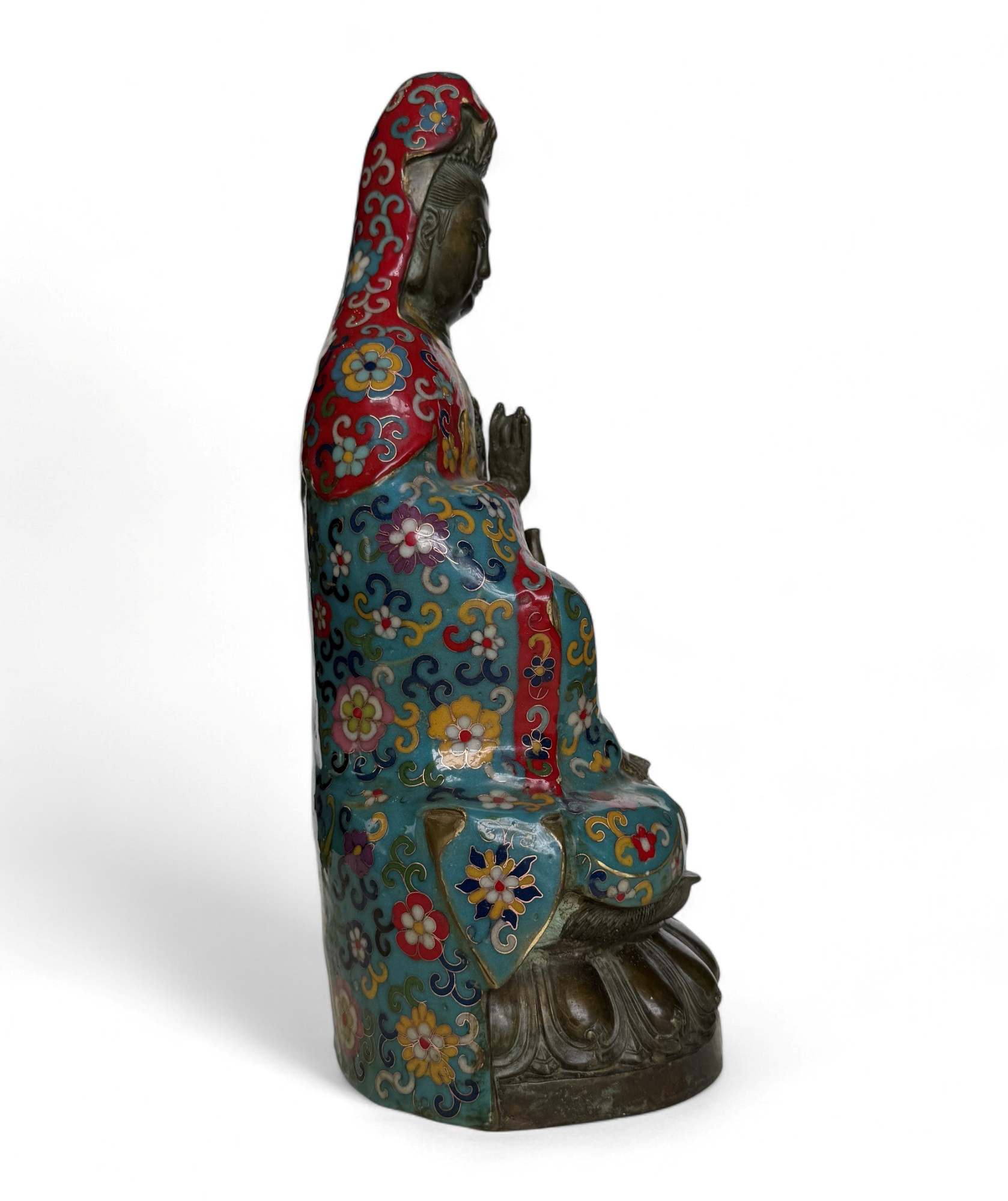 Guanyin Bodhisattva Figur China – Bronze Cloisonné Kunst