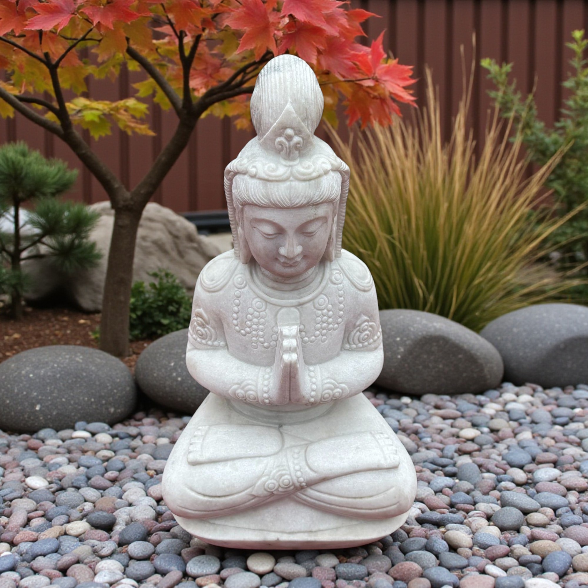 Guanyin Garten Buddha Skulptur Marmor Stein 65cm groß