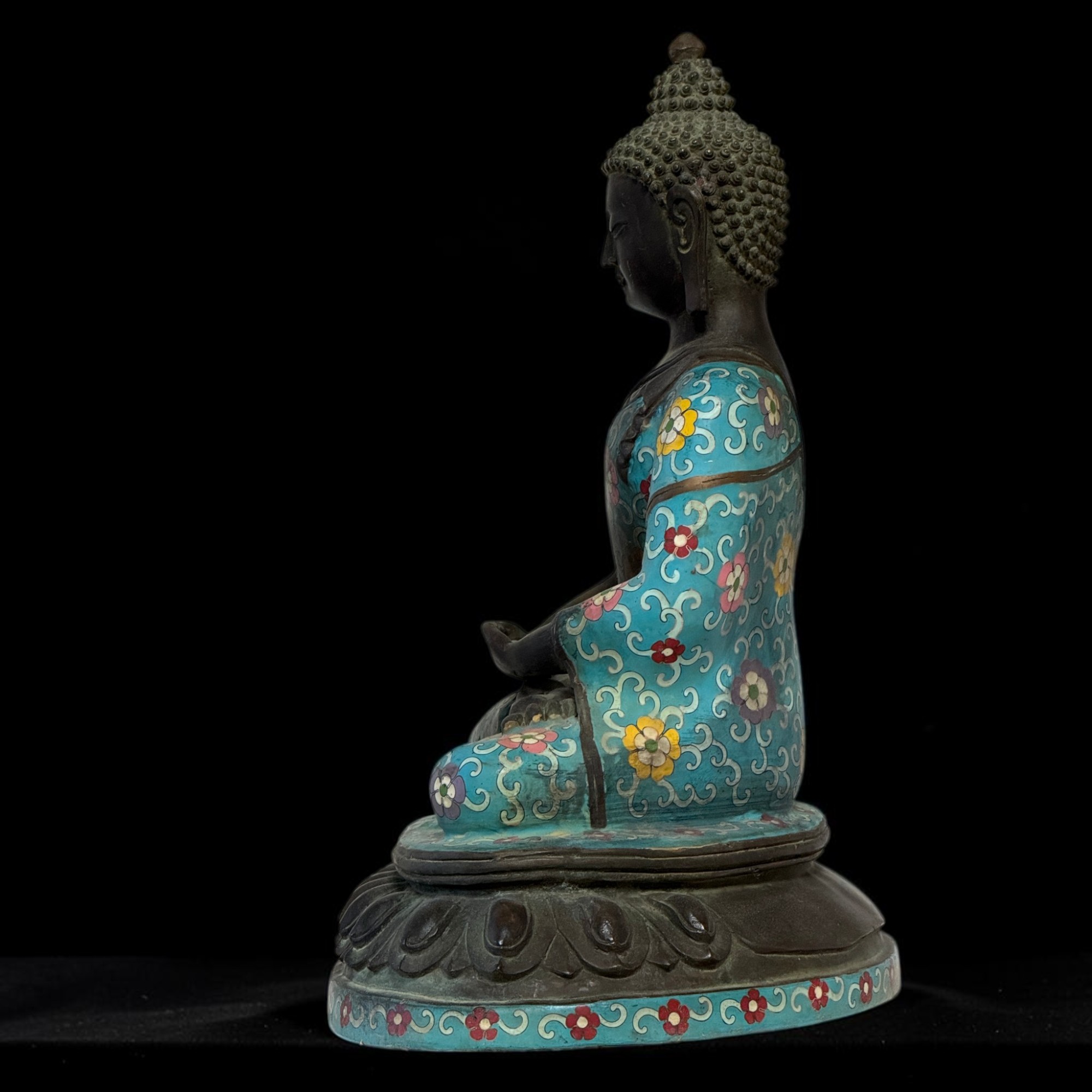 Buddha Figur Bronze China Cloisonne Skulptur 40 cm groß