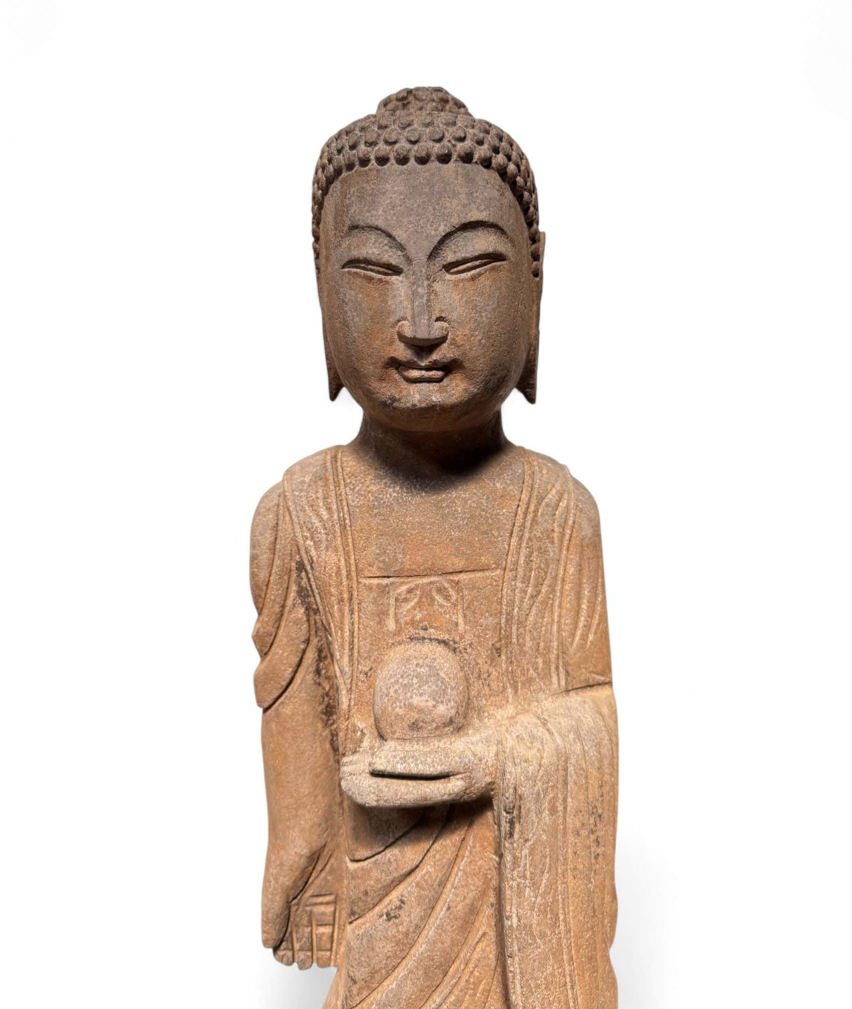 Garten Buddha Statue Naturstein Figur Wunschgewährungs Geste