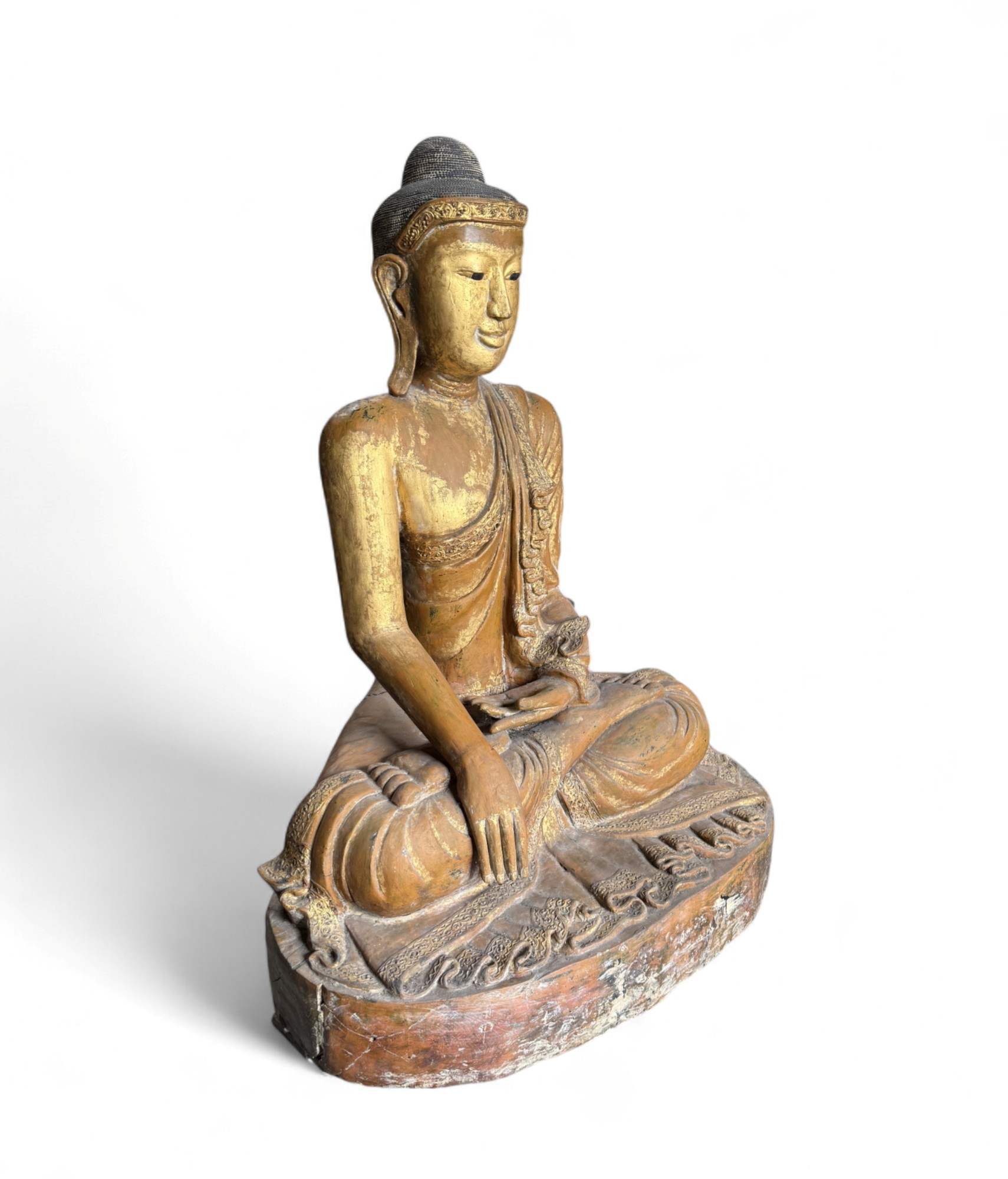 Alte Mandalay Buddha Statue Teakholz Burma Skulptur