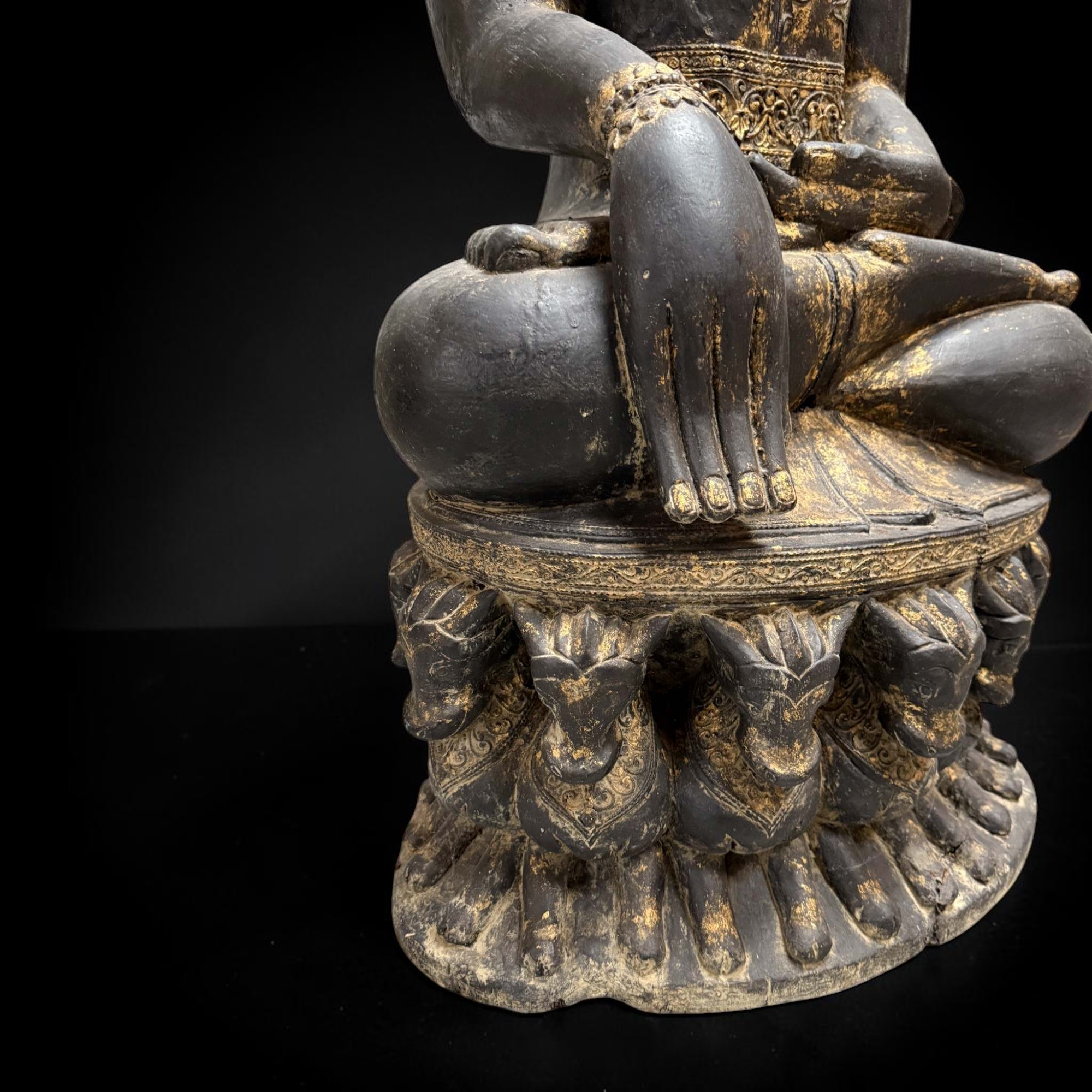 Monumentaler Teakholz Buddha 143cm - Rakhine State Unikat - Sammlerstück 18./19.