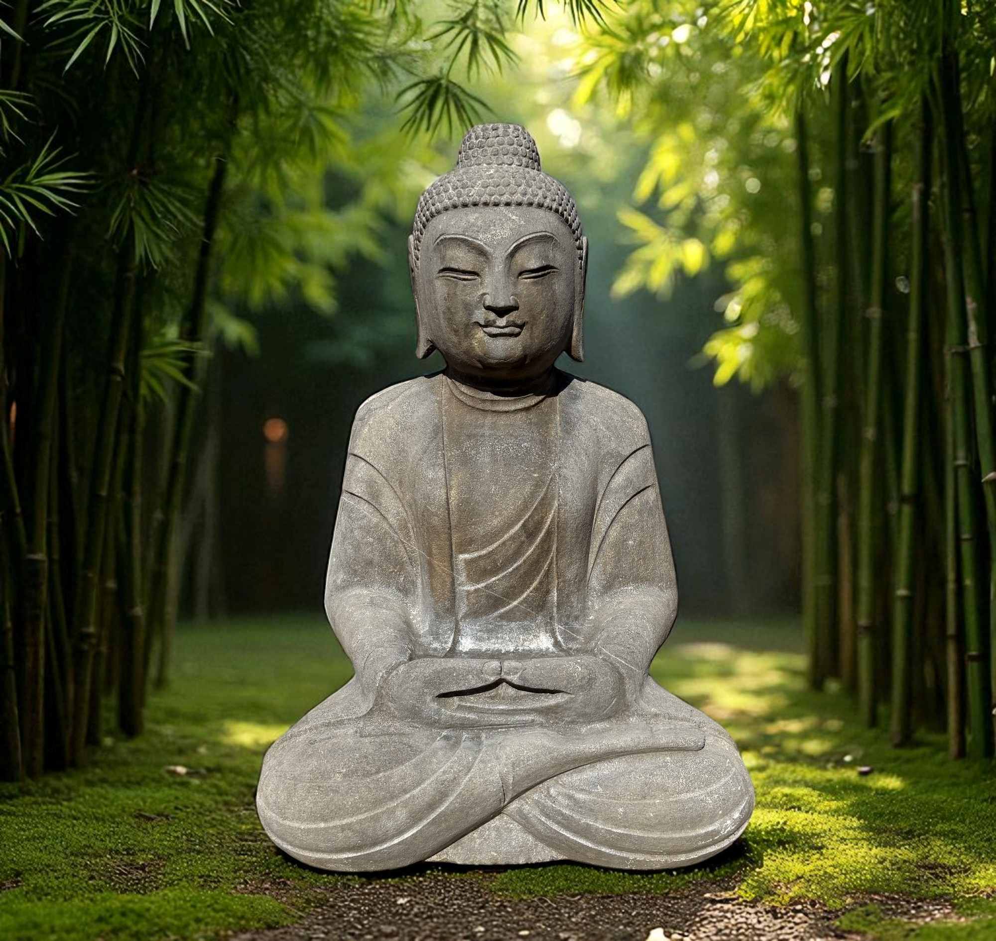 Garten Buddha Statue Naturstein Figur Meditations Geste