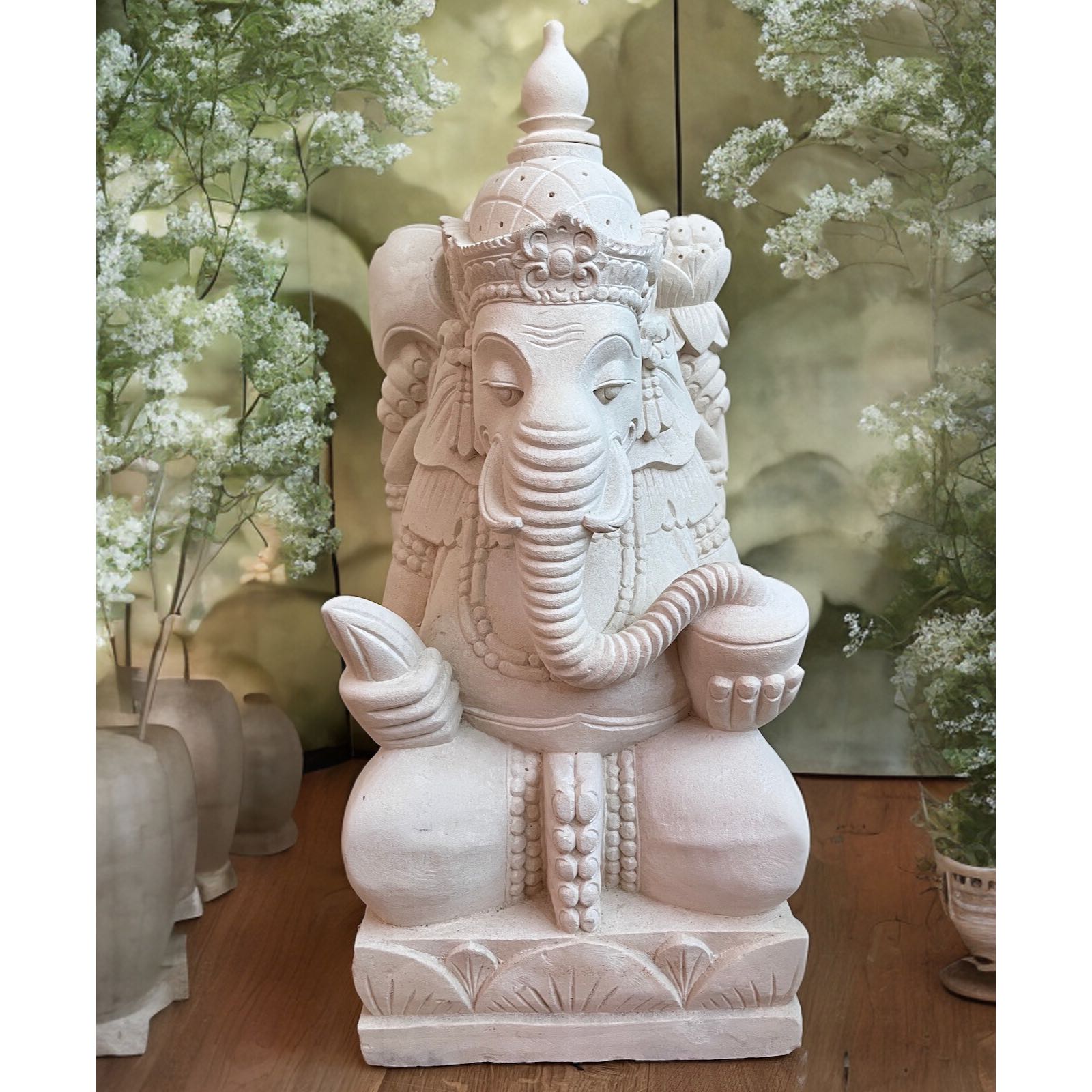 Ganesha Figur Sandstein Thailand Skulptur Indoor