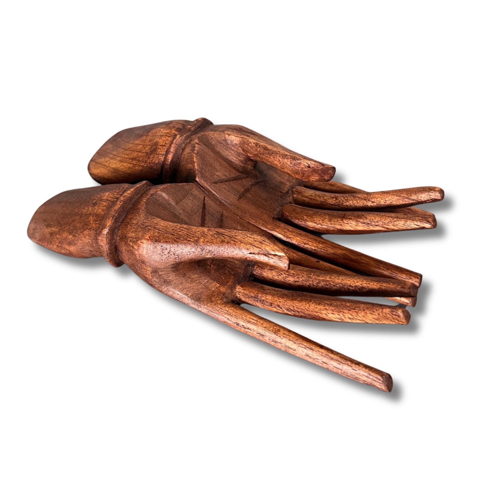 Buddha Hand Holz Skulptur Visitenkartenhalter