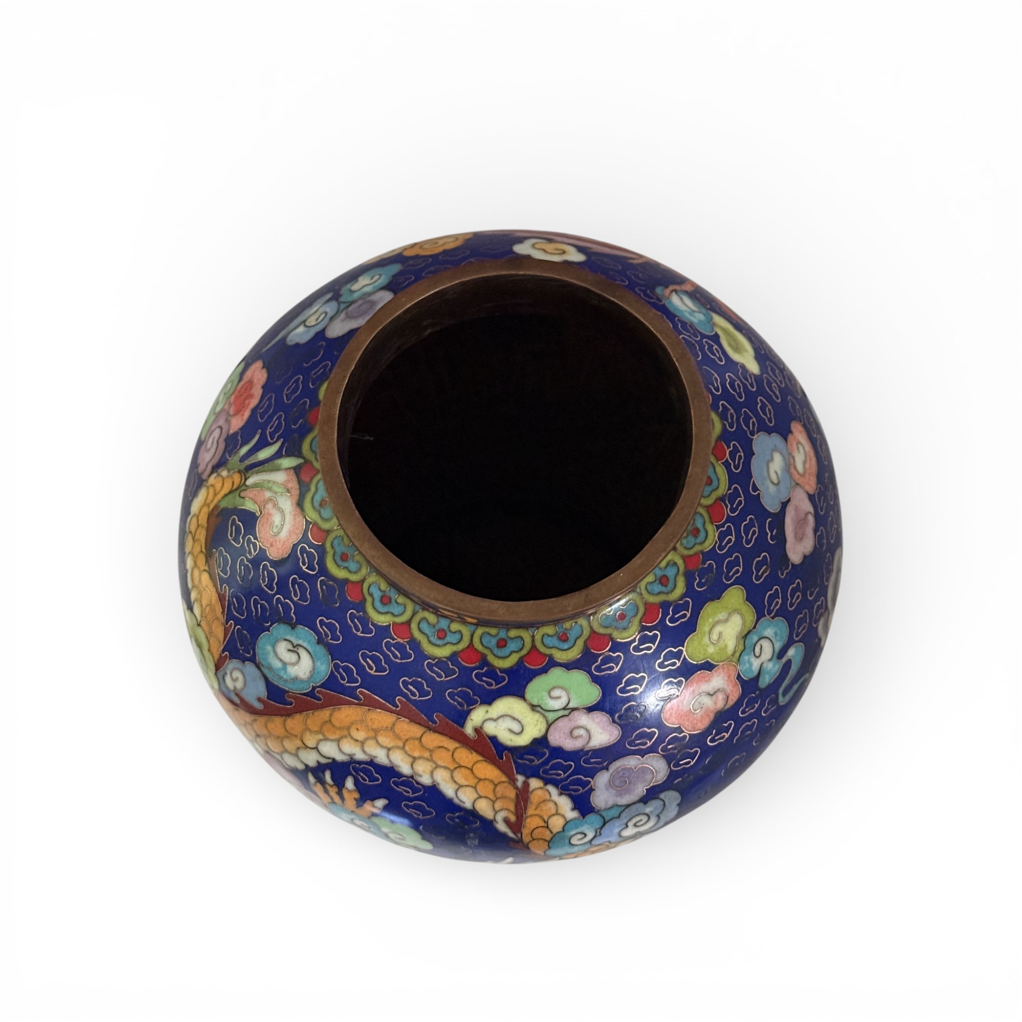 Chinesische Cloisonné Vase Bronze Drache & Phönix