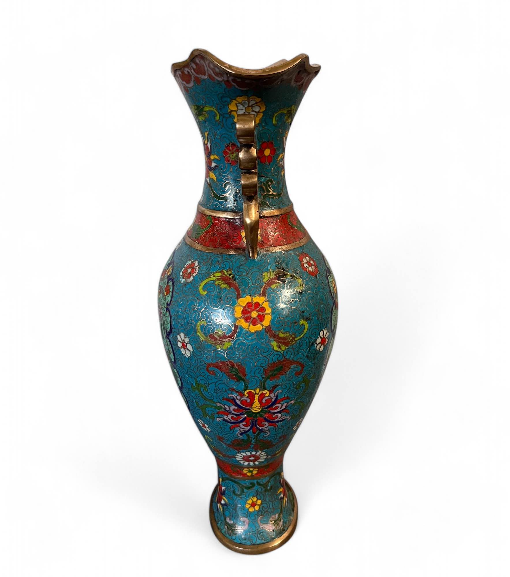 China Cloisonne Vase Bronze mit Markung