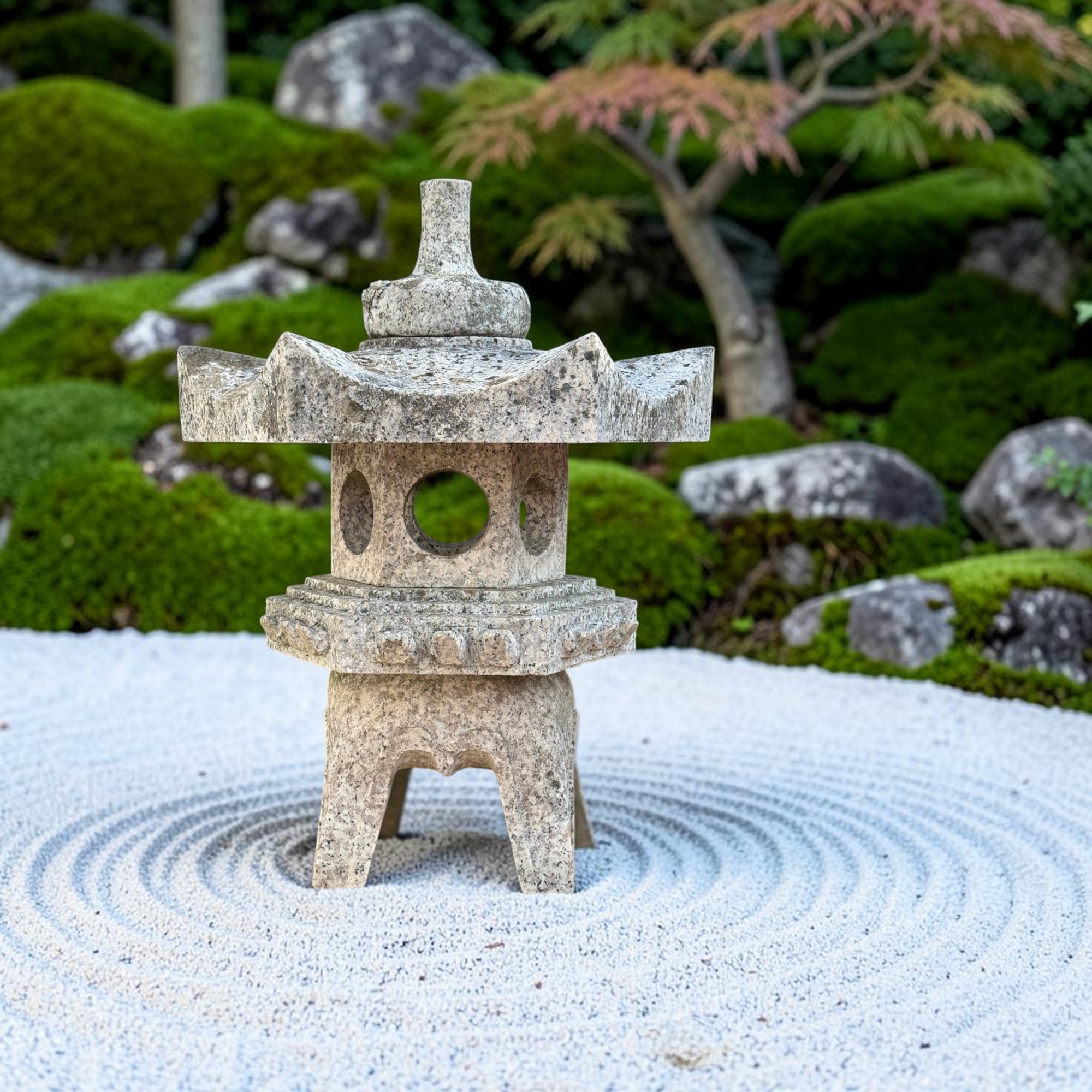Alte japanische Steinlaterne aus Granit mit Patina - 65 cm