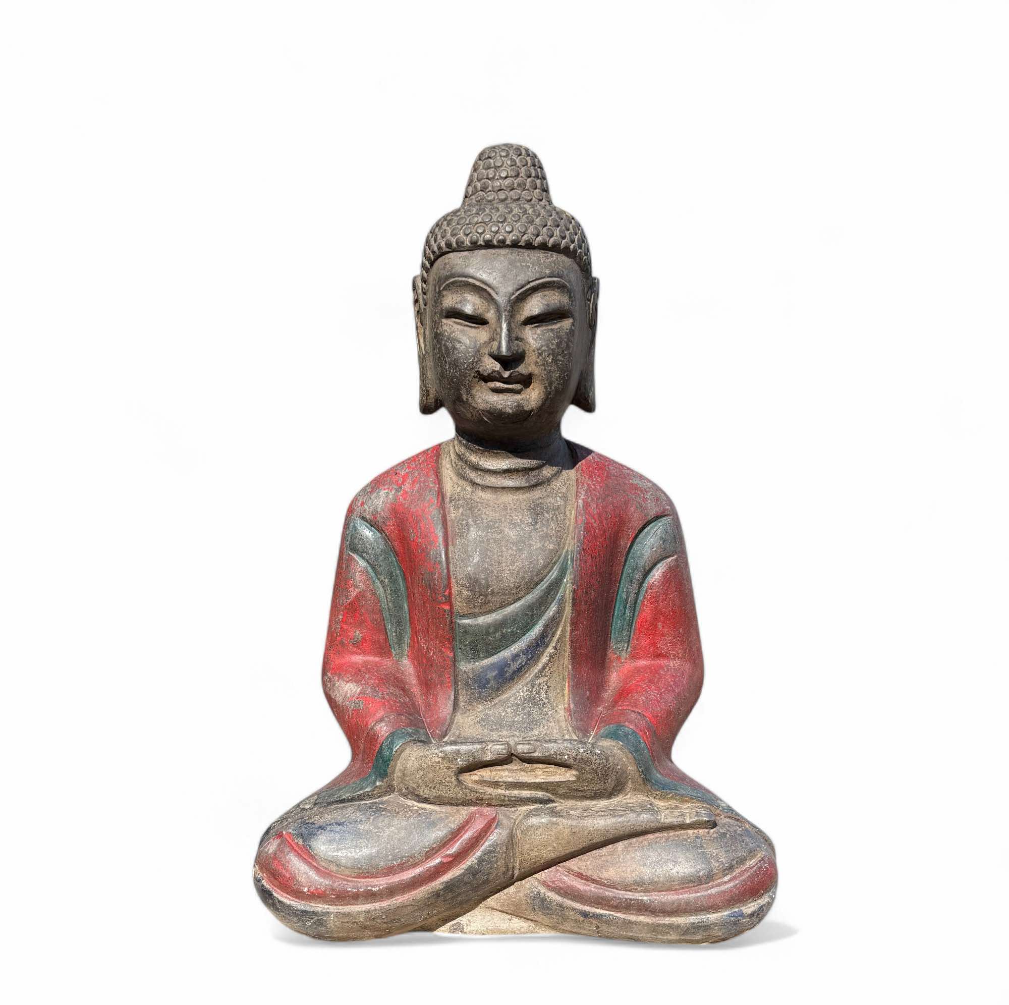 Garten Buddha Statue Naturstein Figur Meditation Geste