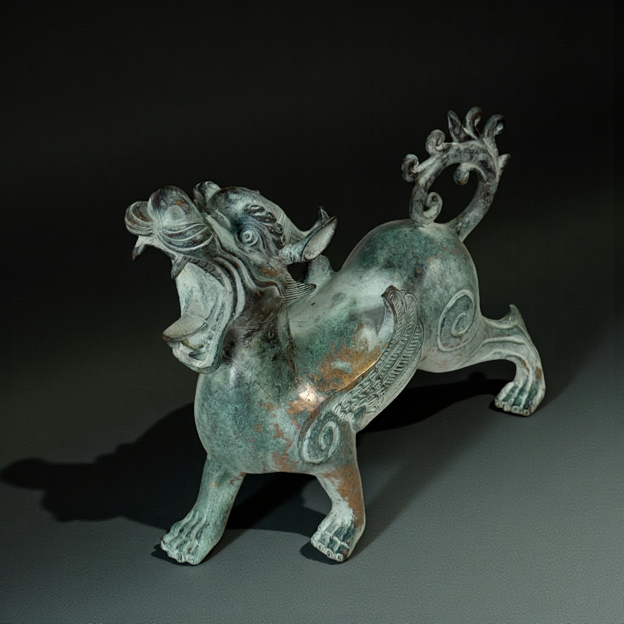 Chinesischer Pixiu Drache Bronze Skulptur 31 cm lang