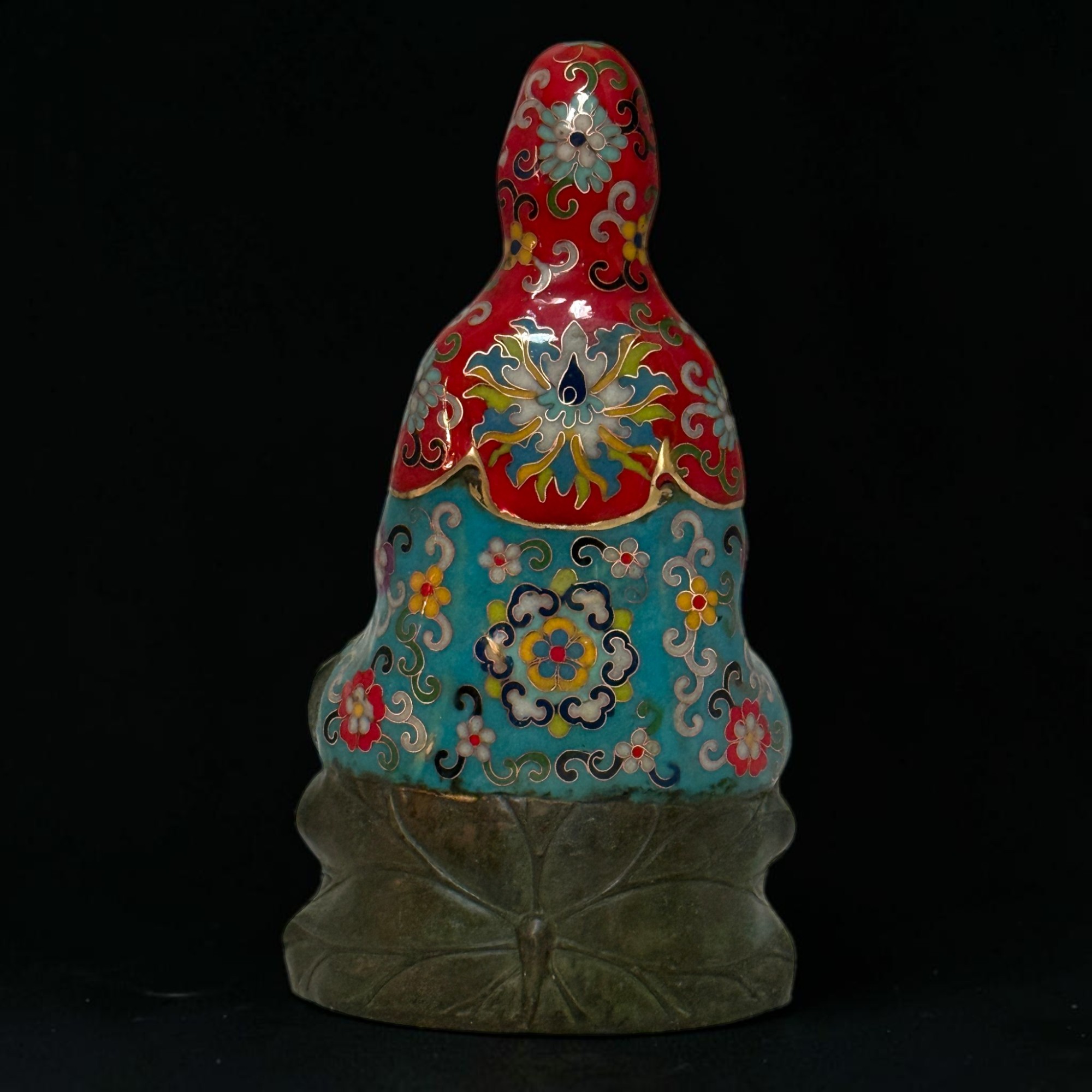 Guanyin Bodhisattva Figur Bronze Cloisonné Skulptur China Emaille