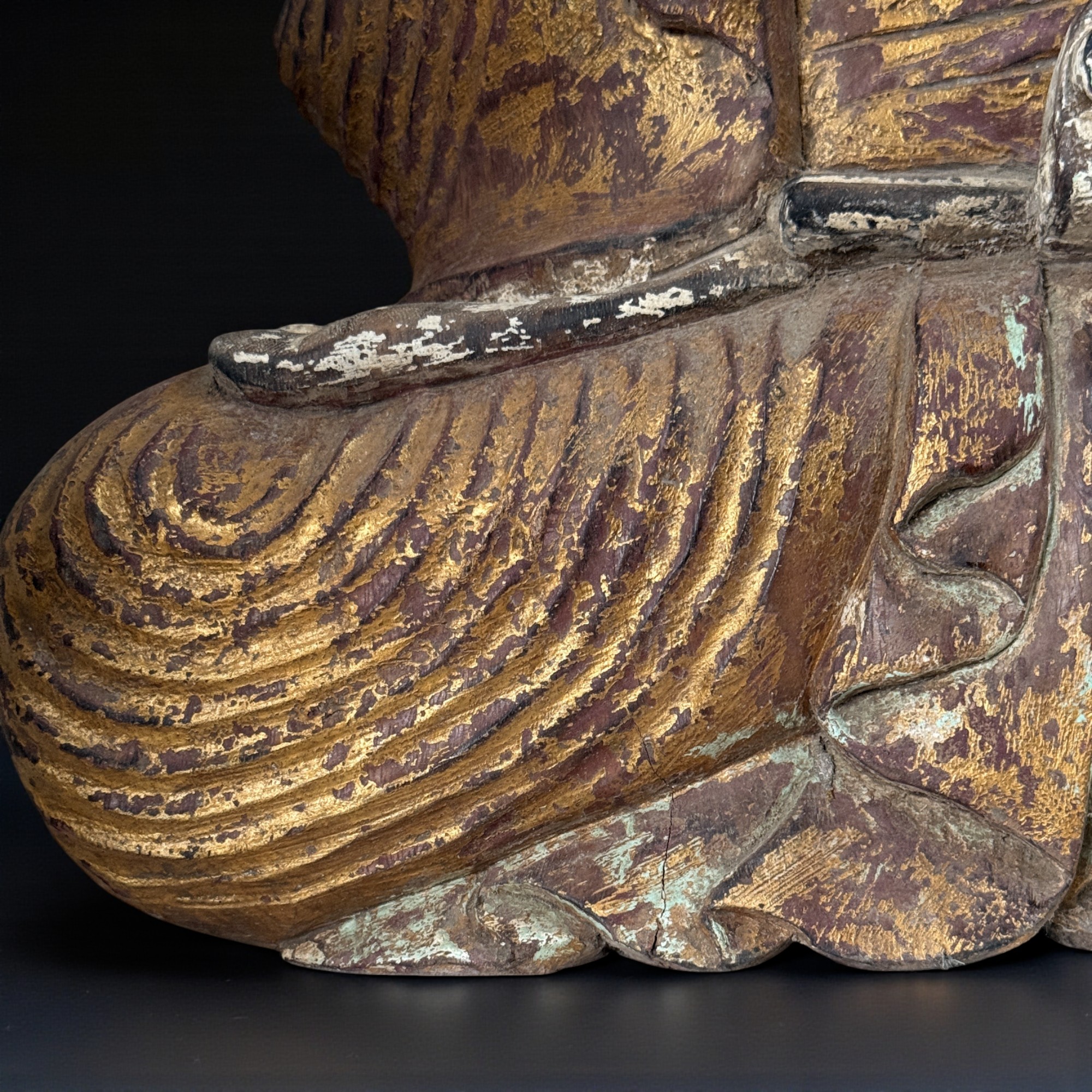 Großer Holz Buddha Skulptur - Vitarka Mudra - 63 cm groß