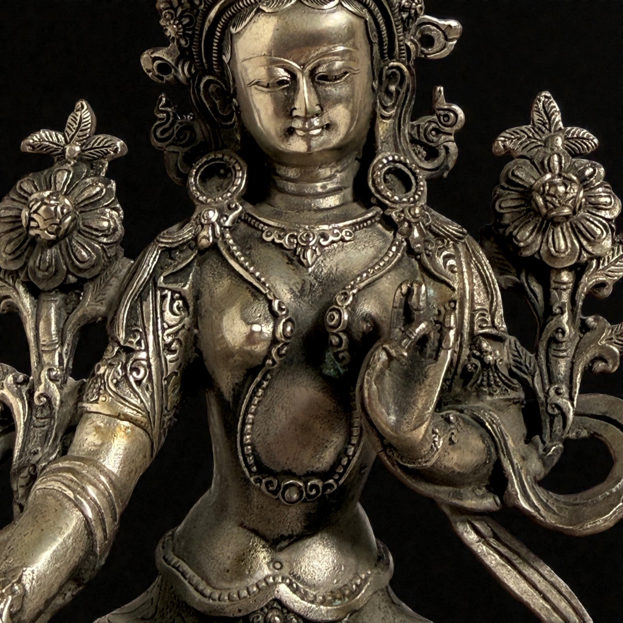 Grüne Tara Bronze Buddhafigur Tibet China Bodhisattva Sammlerstück