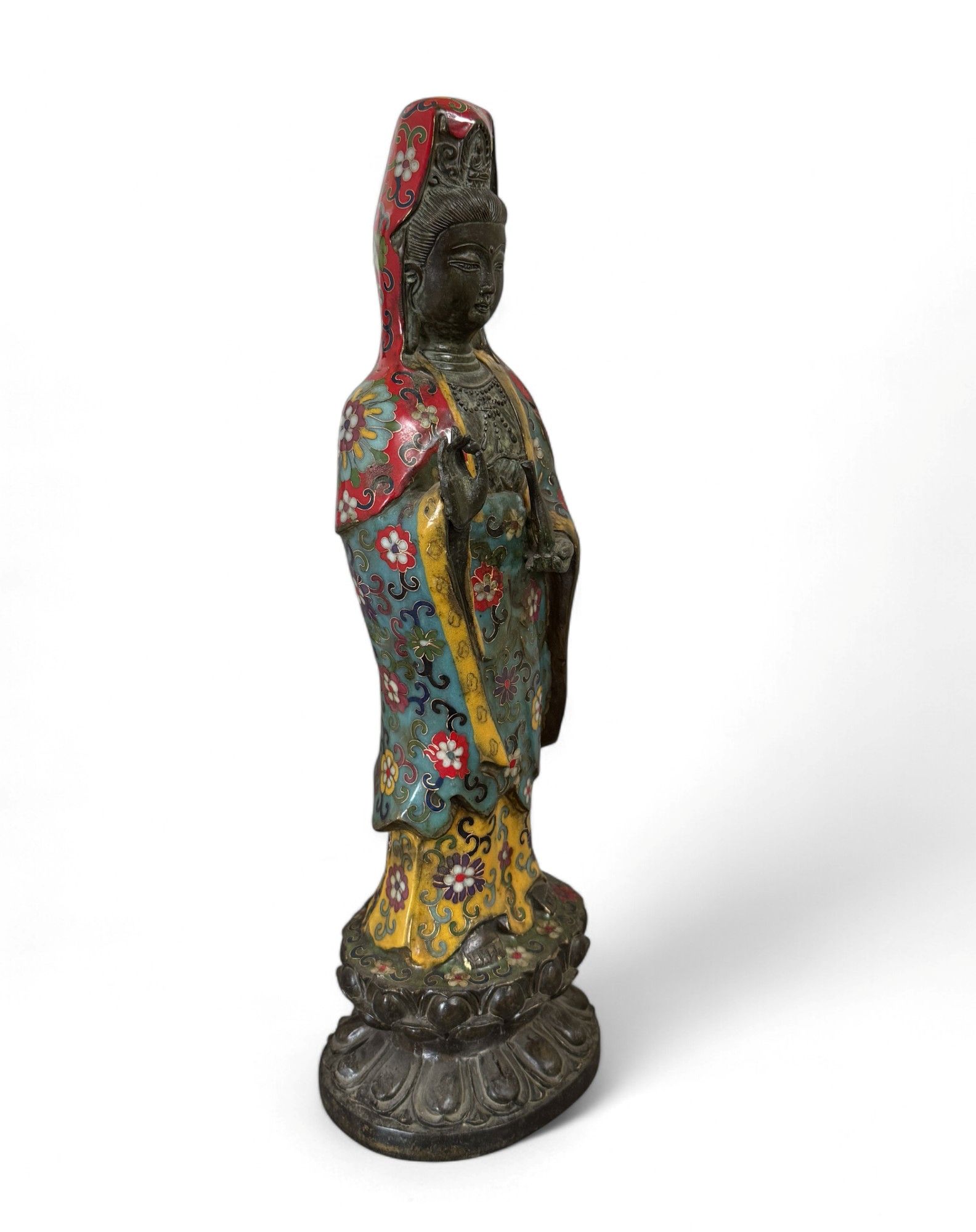 Guan Yin Bronze Figur China Bodhisattva Skulptur Buddha Figur