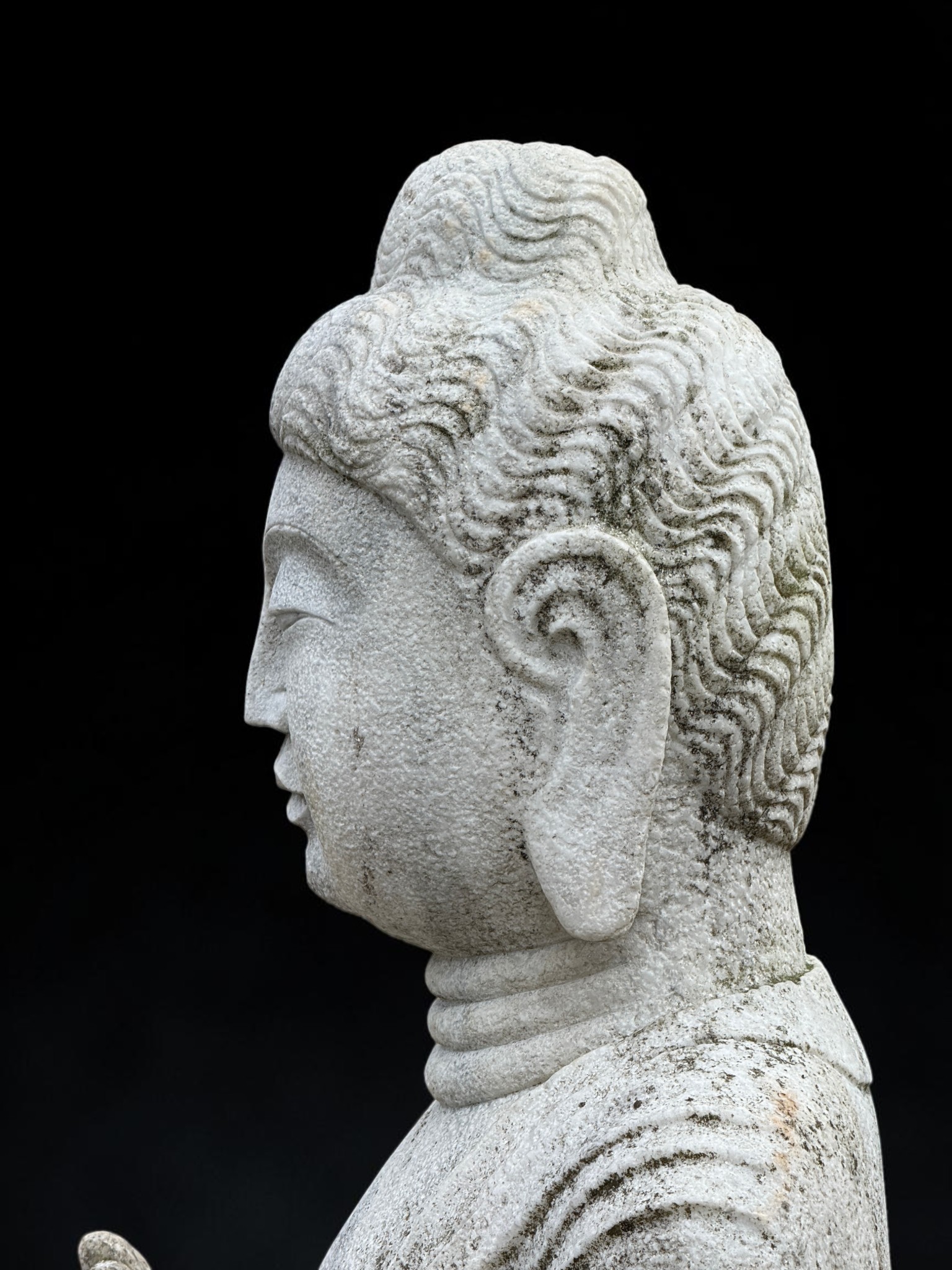 Große Garten Buddha Statue Marmorstein Schutzgeste 113cm Tibet-China