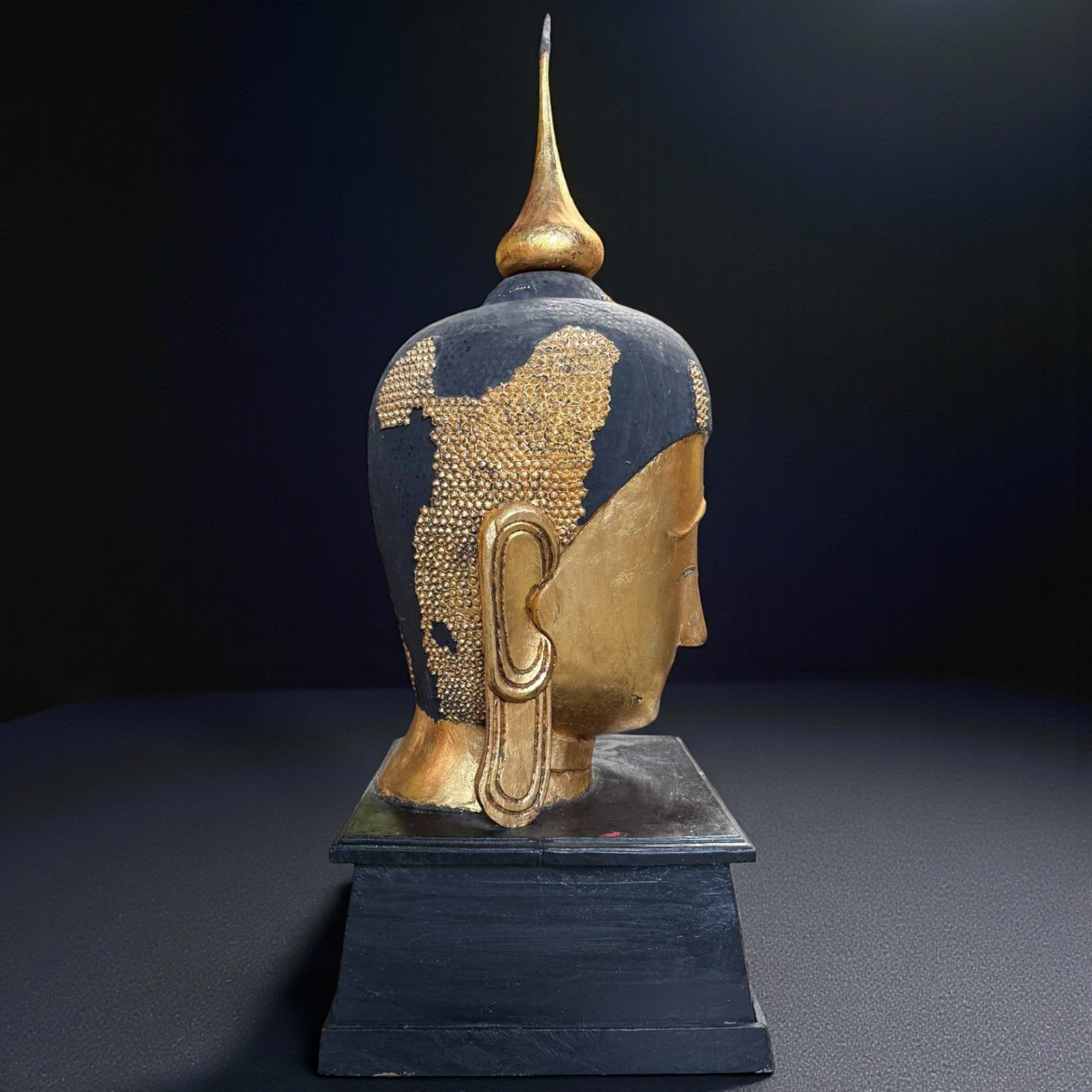 Holz Buddha Kopf Thailand mit Blattvergoldung - 117 cm