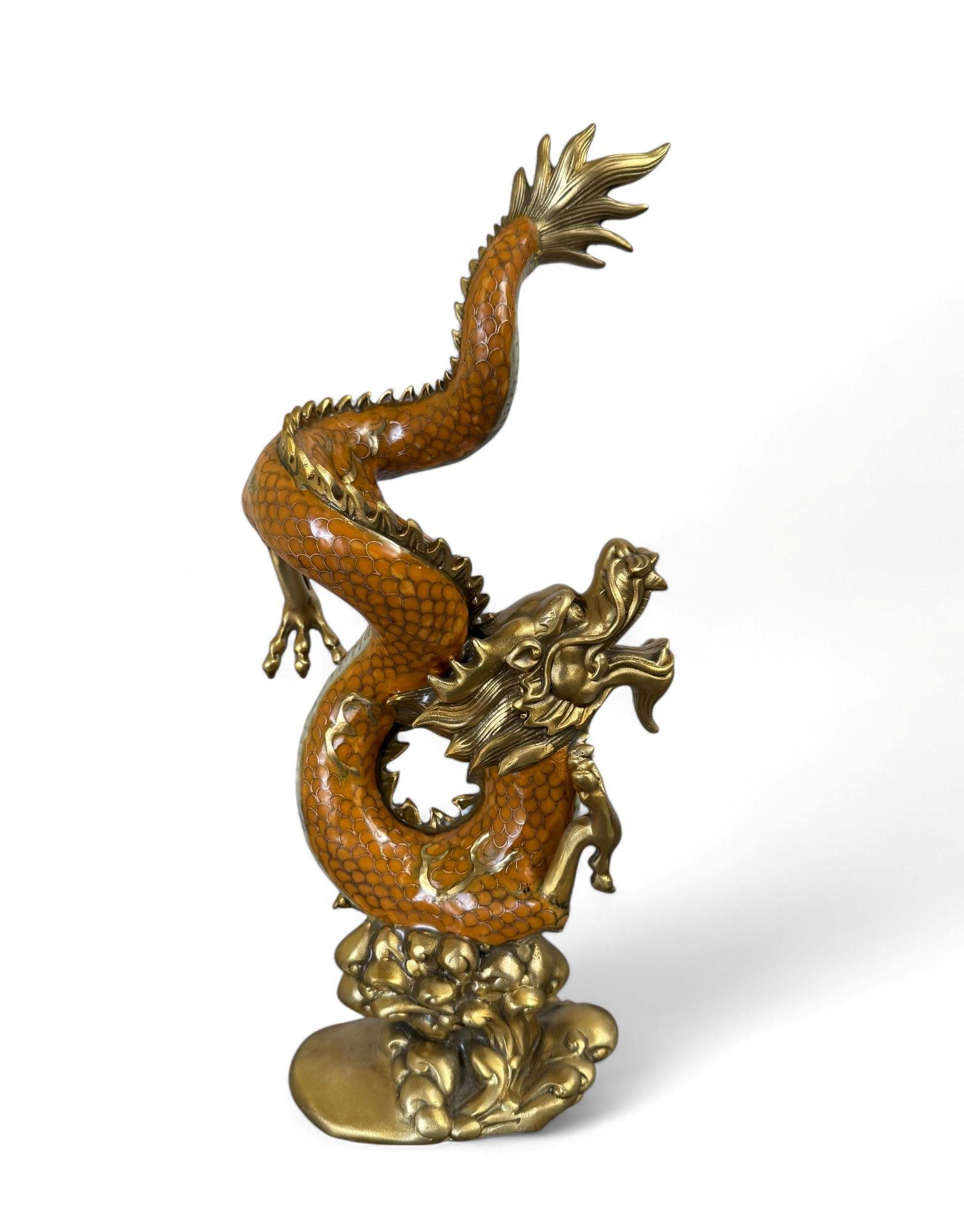 China Drachen Skulptur Bronze Figur Cloisonne 40 cm