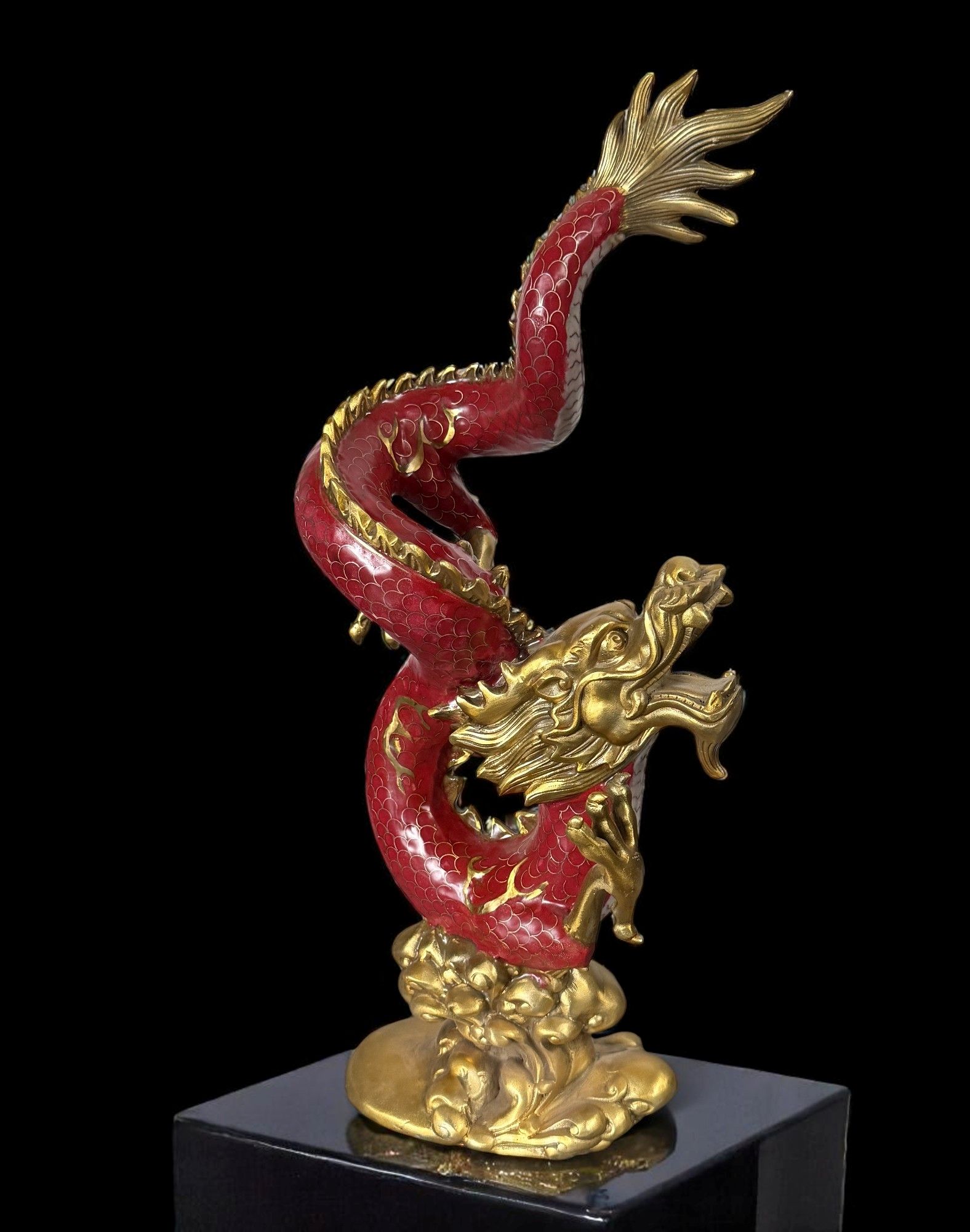 China Drachen Skulptur Bronze Figur Cloisonne 41 cm