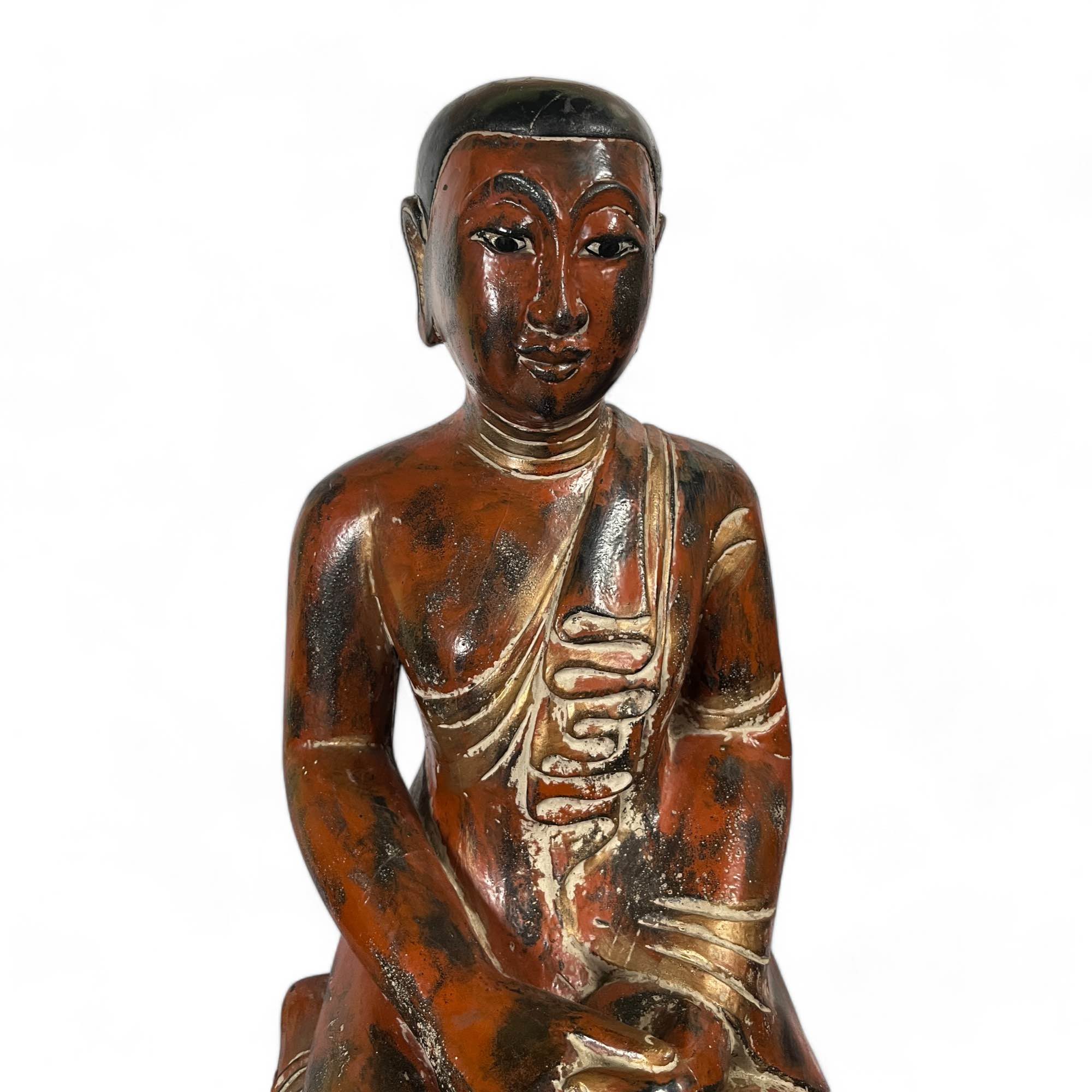 Mandalay Mönch Holz Skulptur aus Sammlungsauflösung