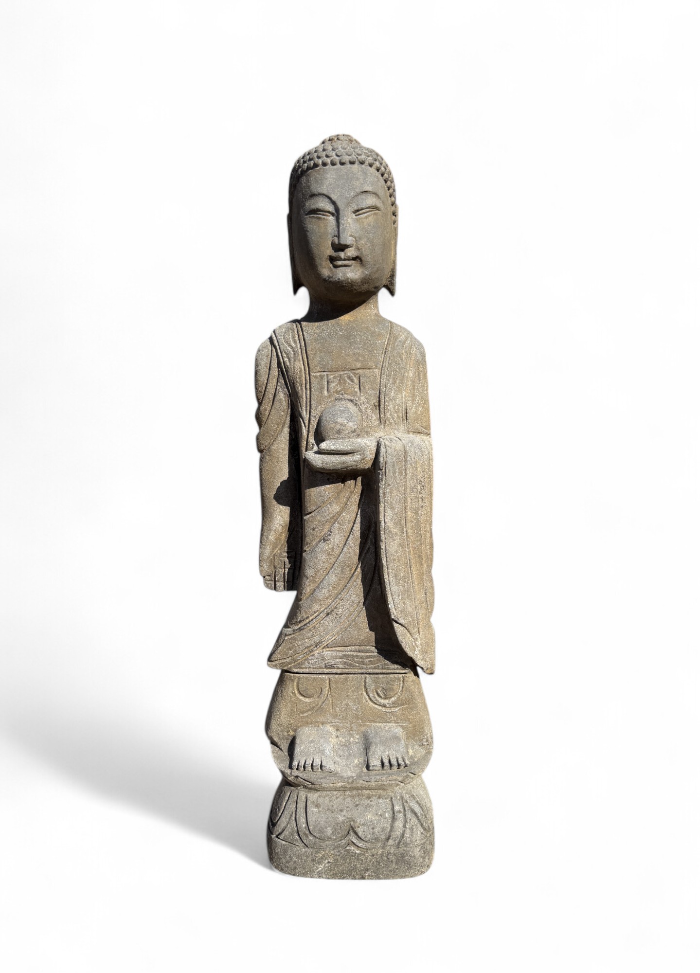 Garten Buddha Statue Naturstein Figur Wunschgewährungs Geste