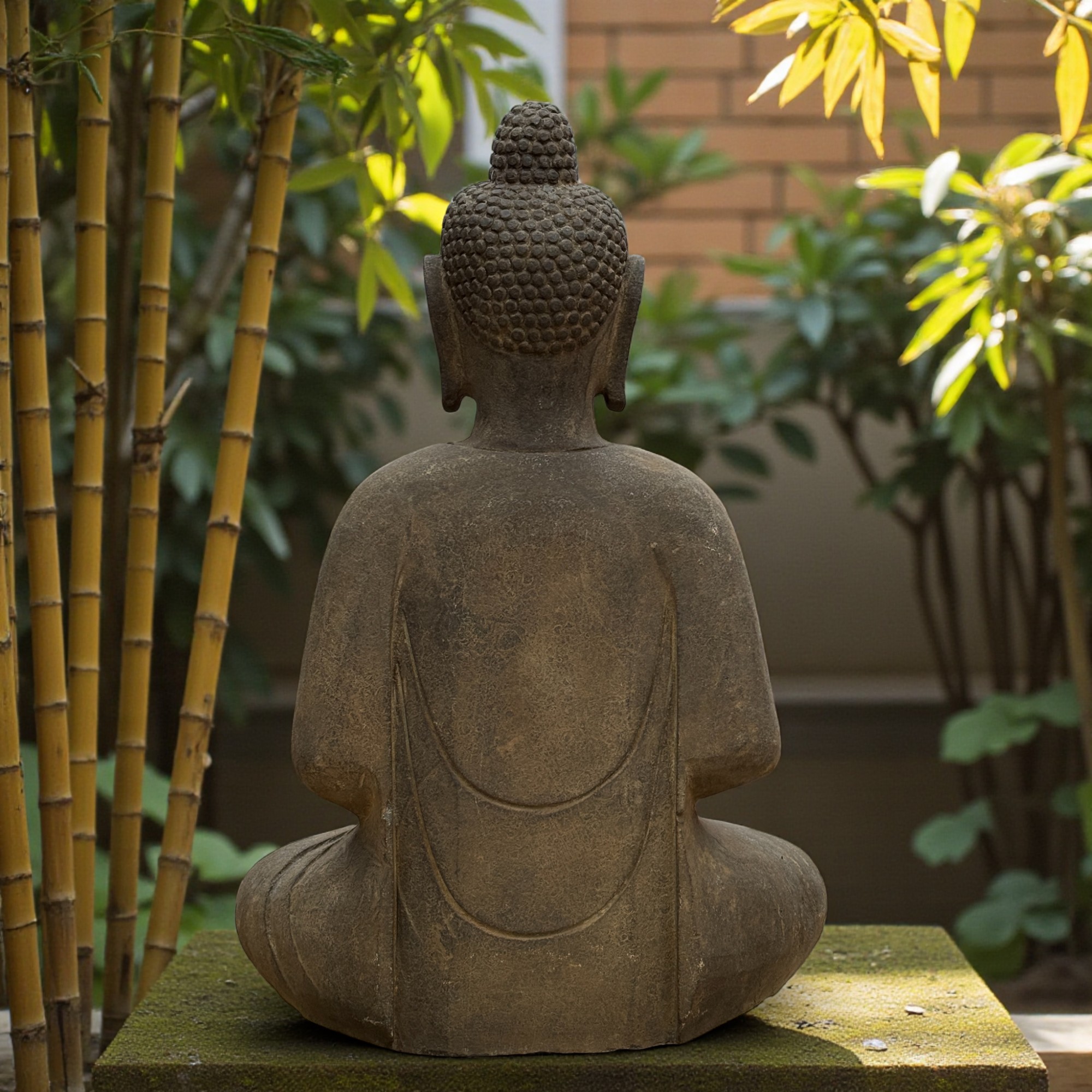 Stein Buddha Figur Garten Statue Naturstein - meditierend