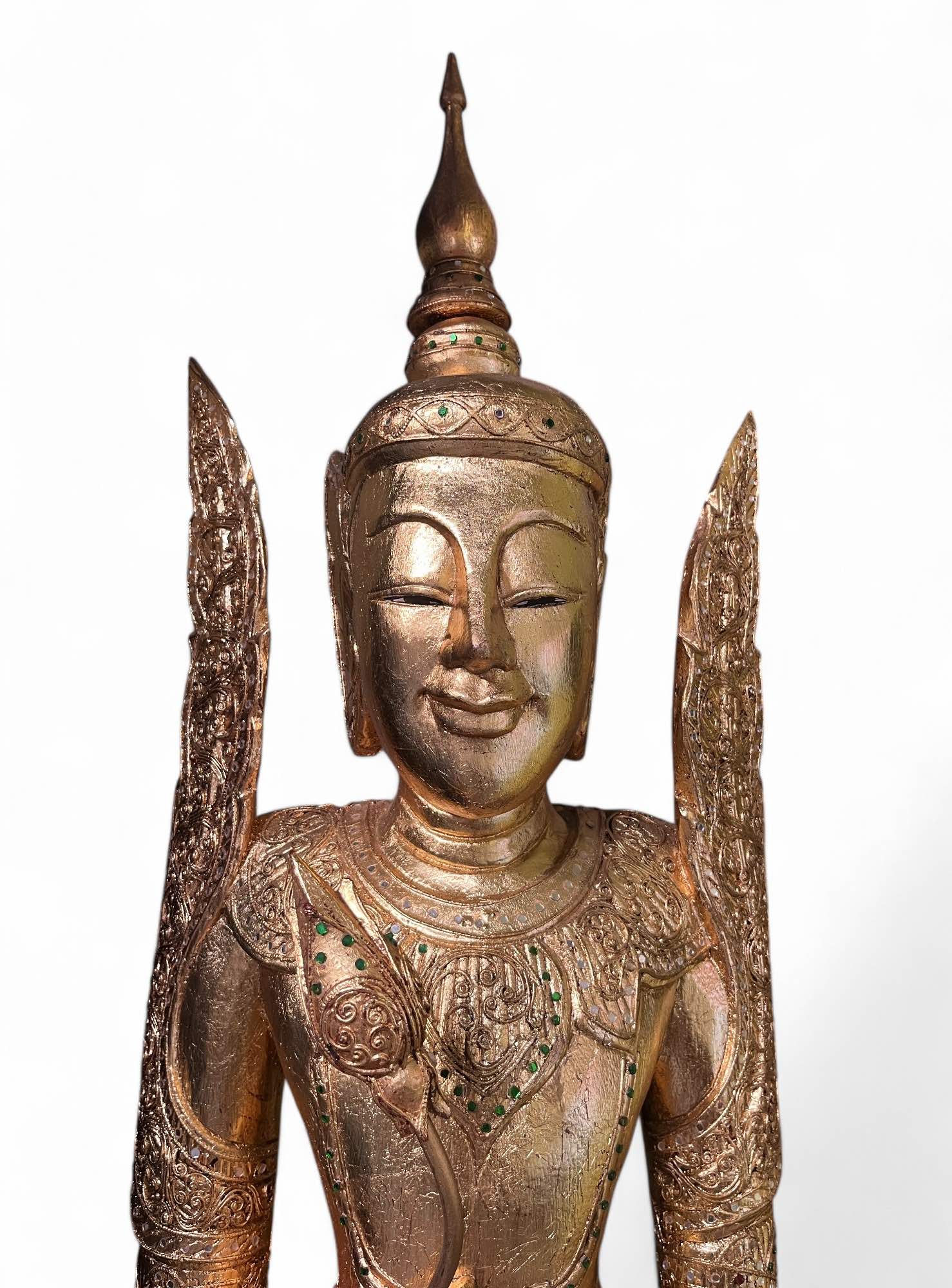 Thailändischer Tempelwächter Teppanom Holz Skulptur 170cm