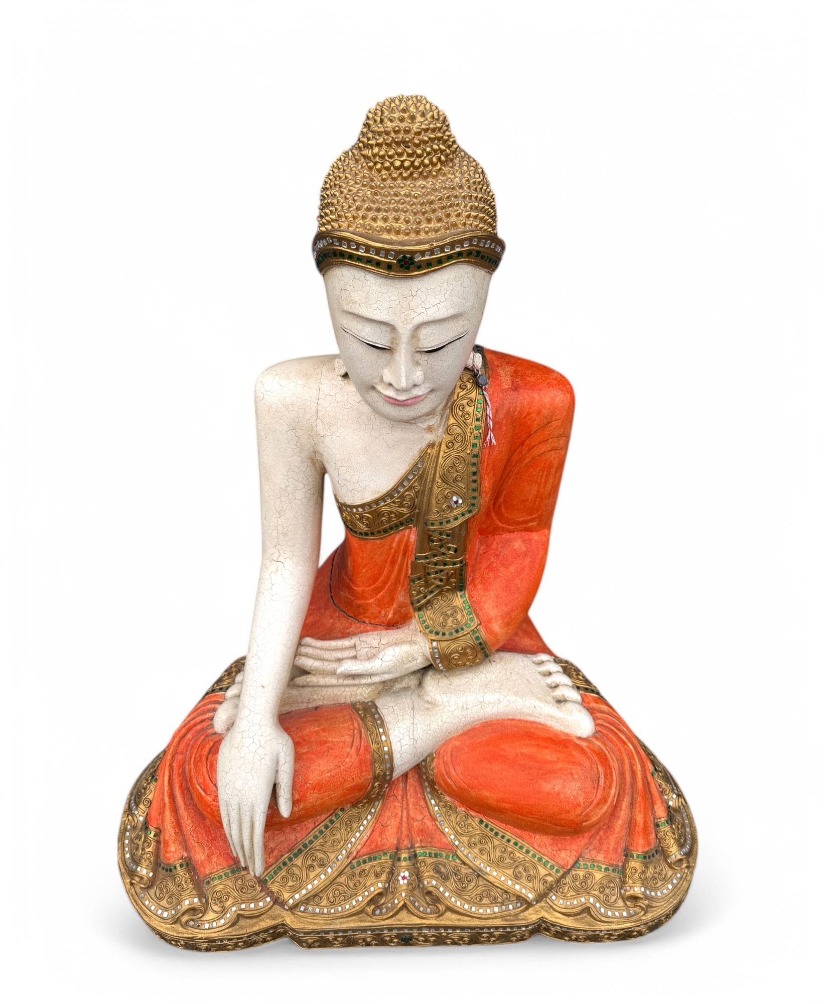 Holz Buddha Statue Thailand Skulptur 90 cm groß