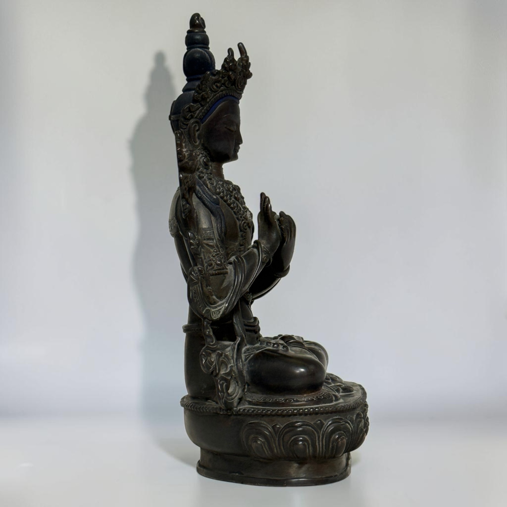 2-armige Prajnaparamita Figur alte Bronze Skulptur Nepal Statue Weisheit