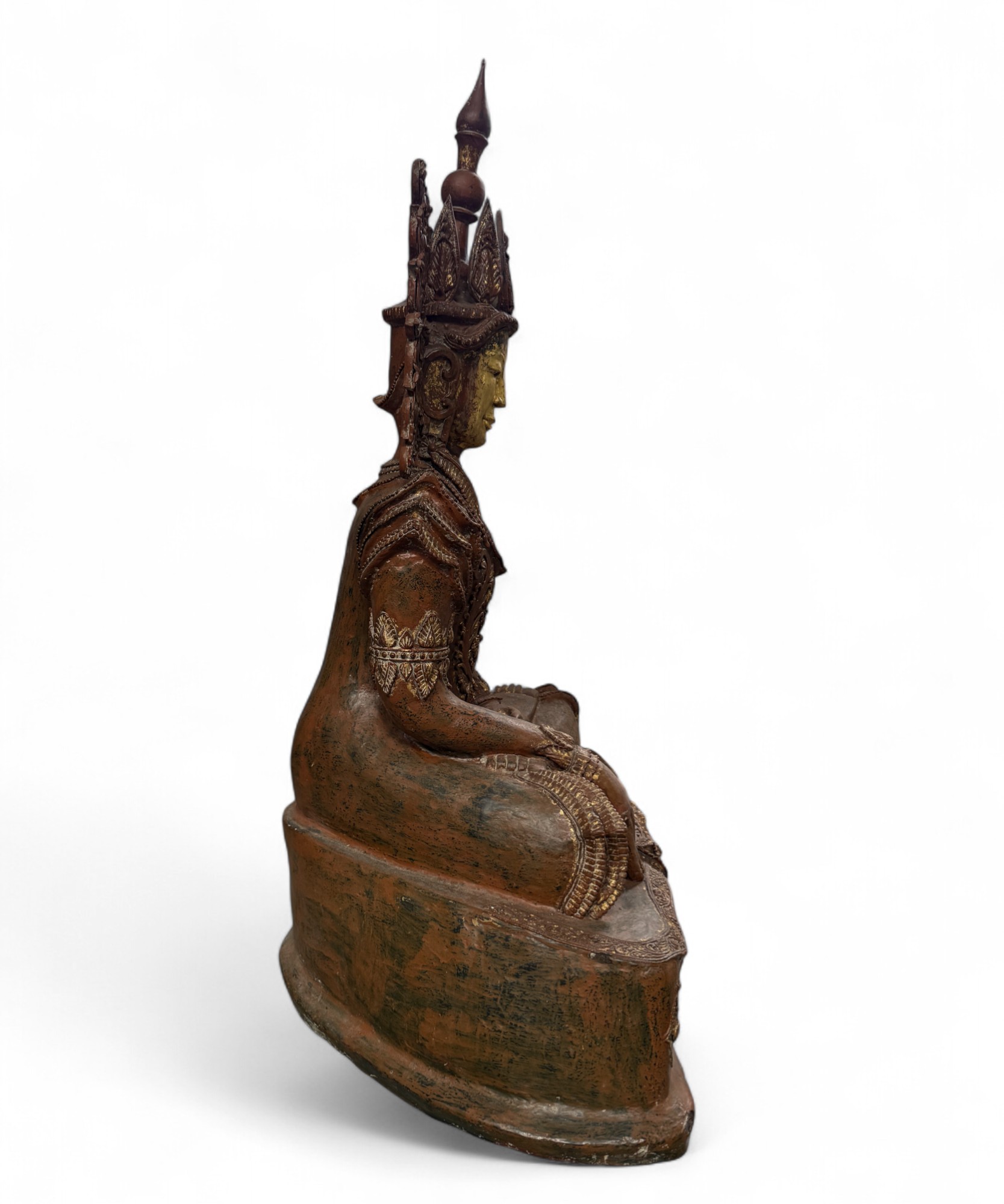 Alte Buddha Statue aus Burma Jambupati Lacquerware Skulptur
