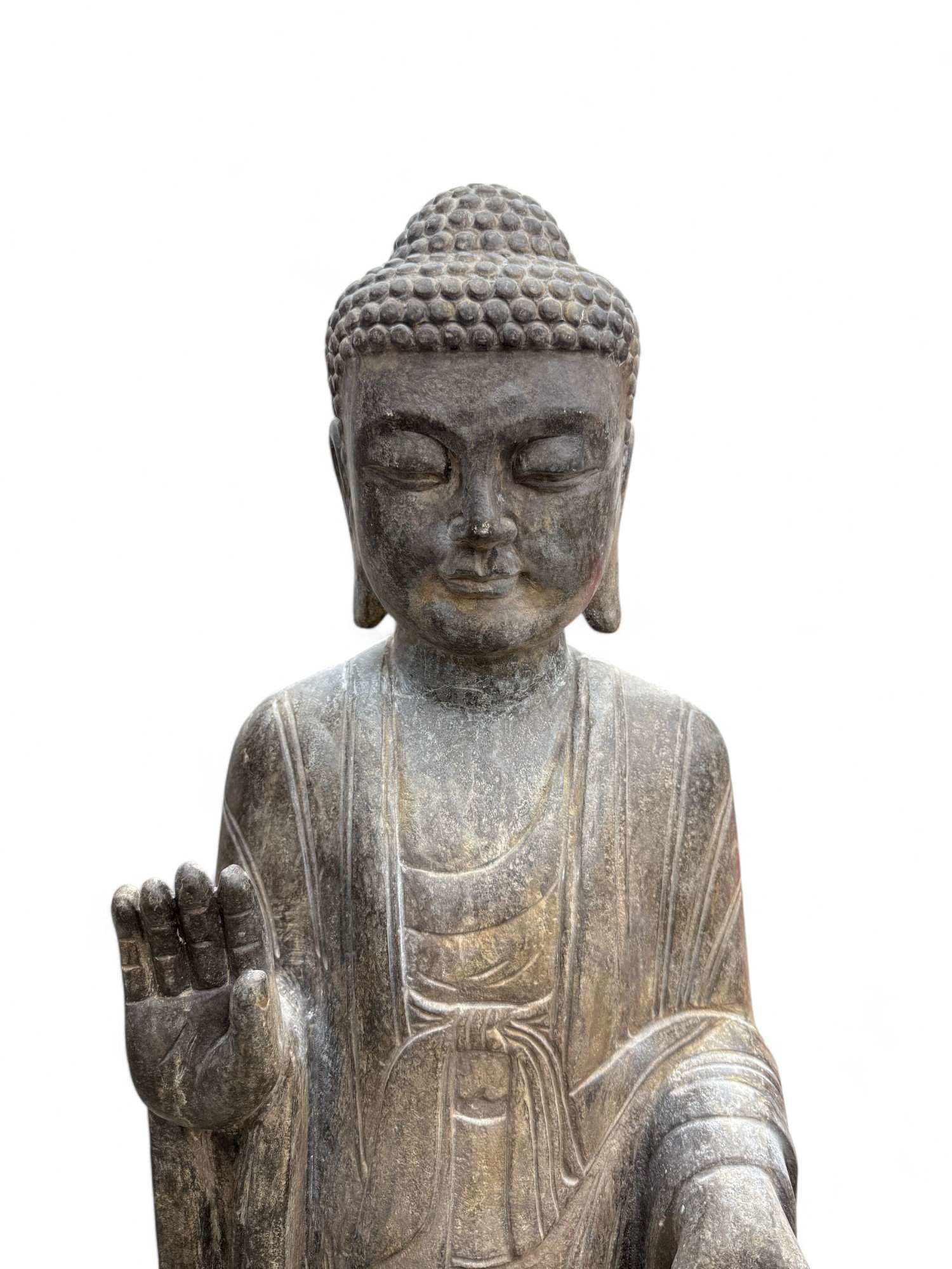 Garten Buddha Statue stehende Skulptur Schutz Geste 120 cm groß