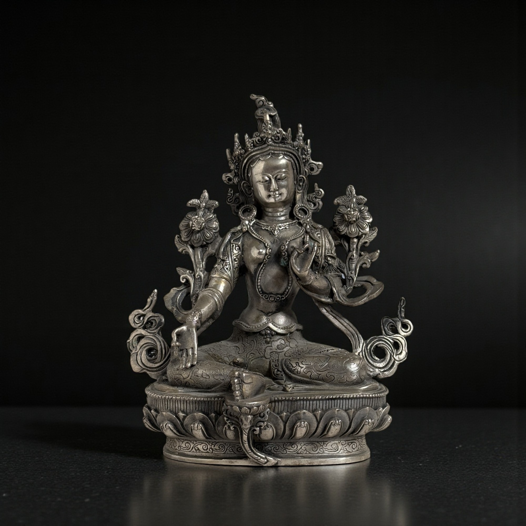 Grüne Tara Bronze Buddhafigur Tibet China Bodhisattva Sammlerstück