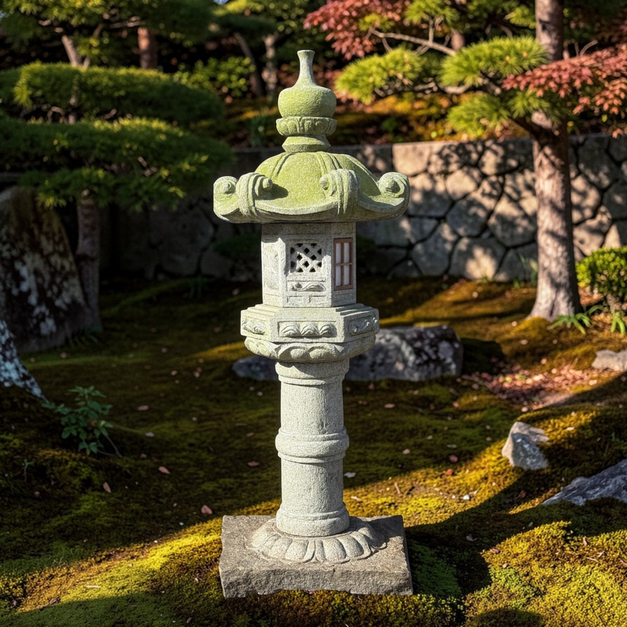 Japan Garten Pagode Steinlaterne aus Granitstein 170 cm groß