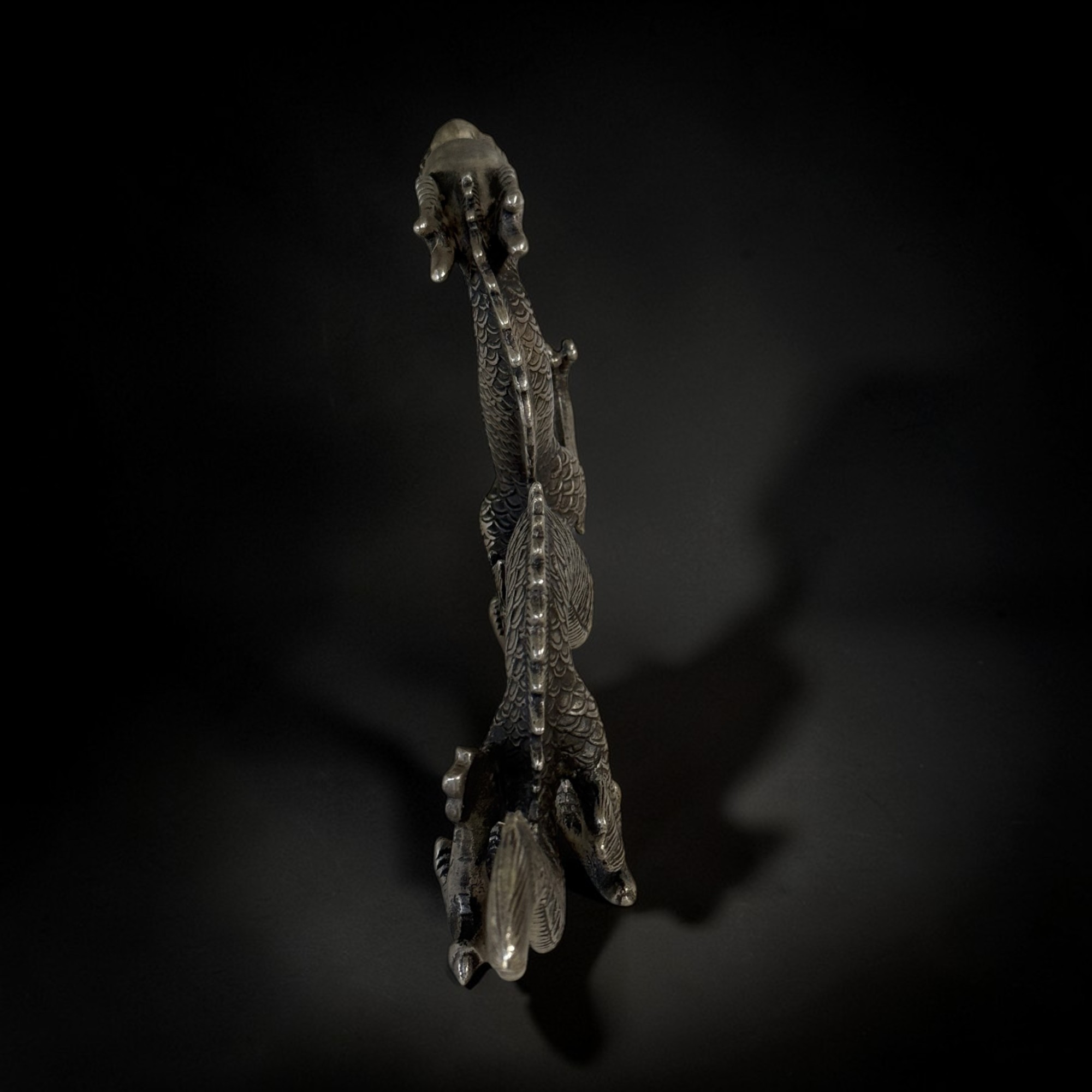 Chinesische Drachen Figur Bronze Skulptur 28 cm lang