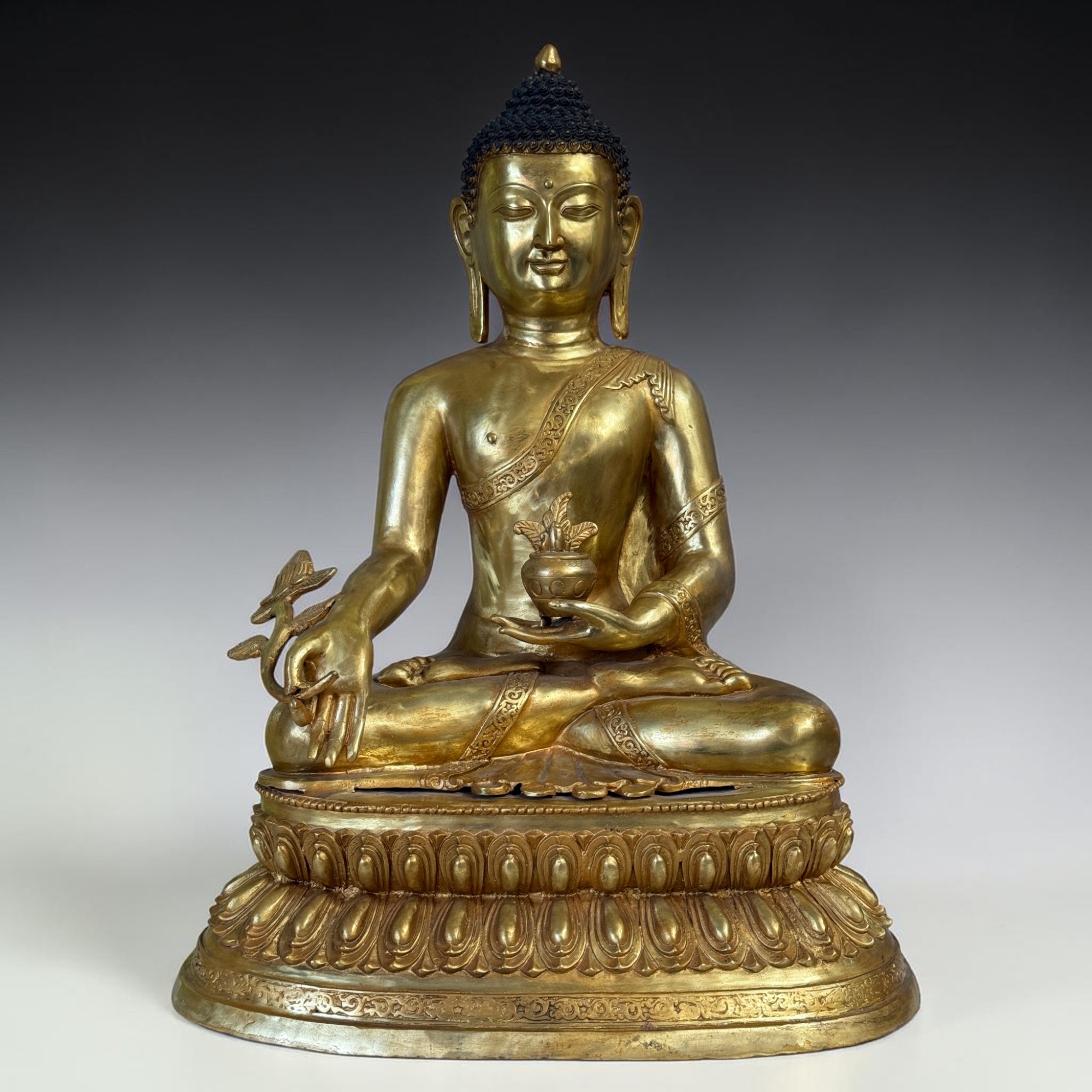 Großer, alter Medizinbuddha aus Sichuan – Buddha der Heilung (64 cm)