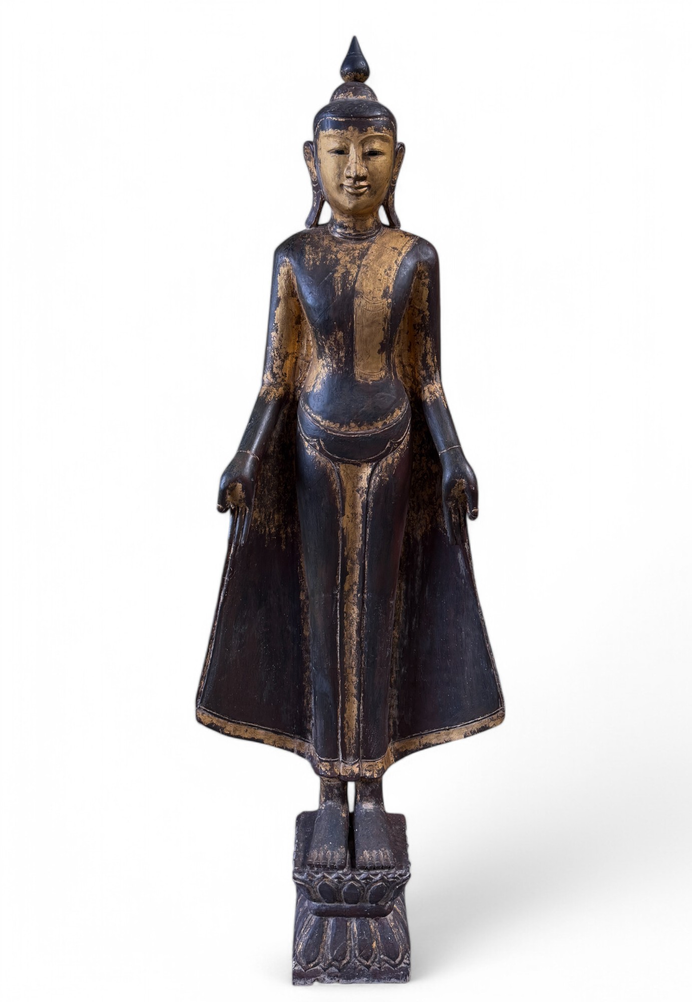 Alte Holz Buddha Statue Mandalay Skulptur Burma, 190 cm groß Alte Holz Buddha Statue Mandalay Skulptur Burma, 190 cm groß