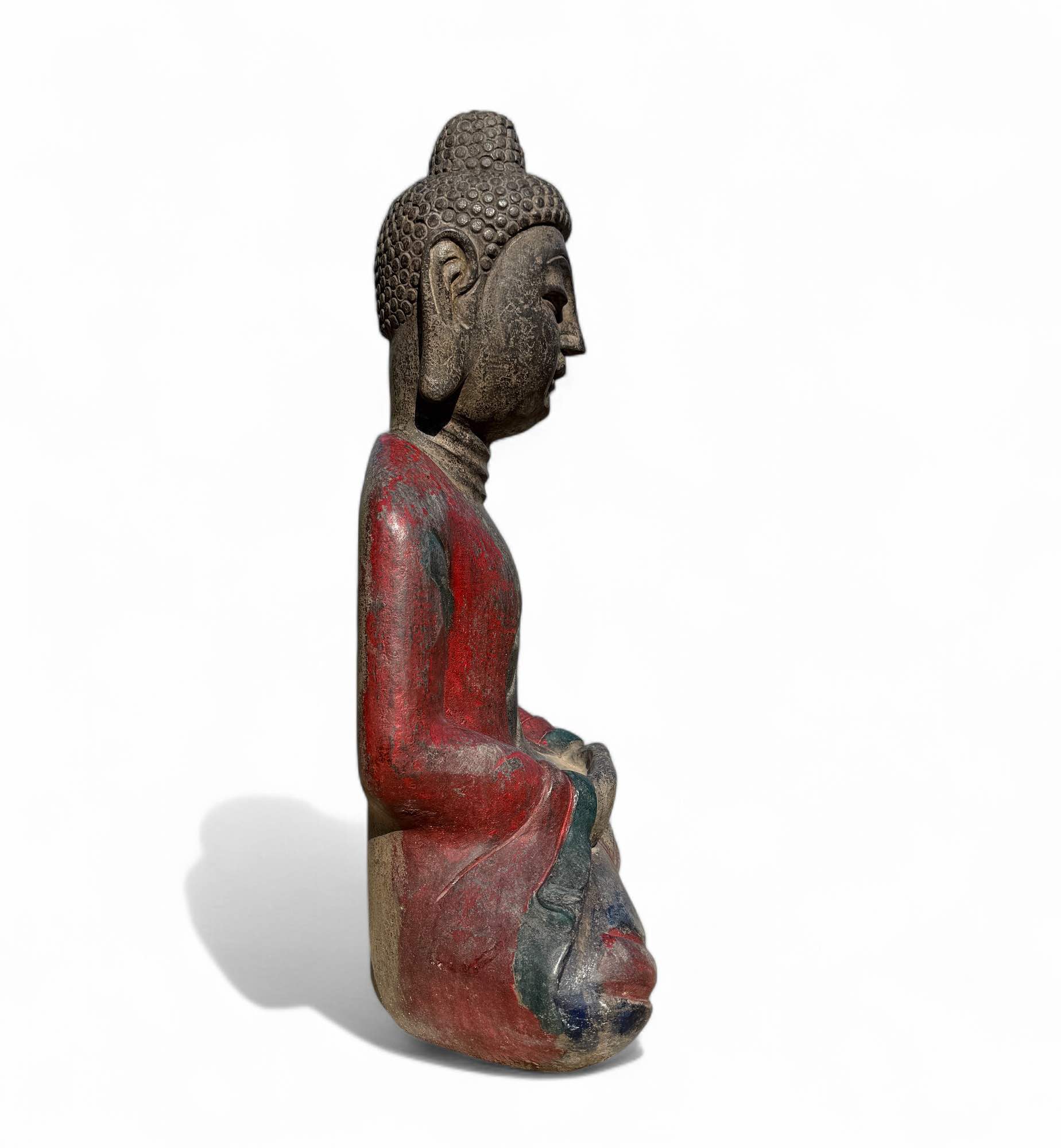 Garten Buddha Statue Naturstein Figur Meditation Geste
