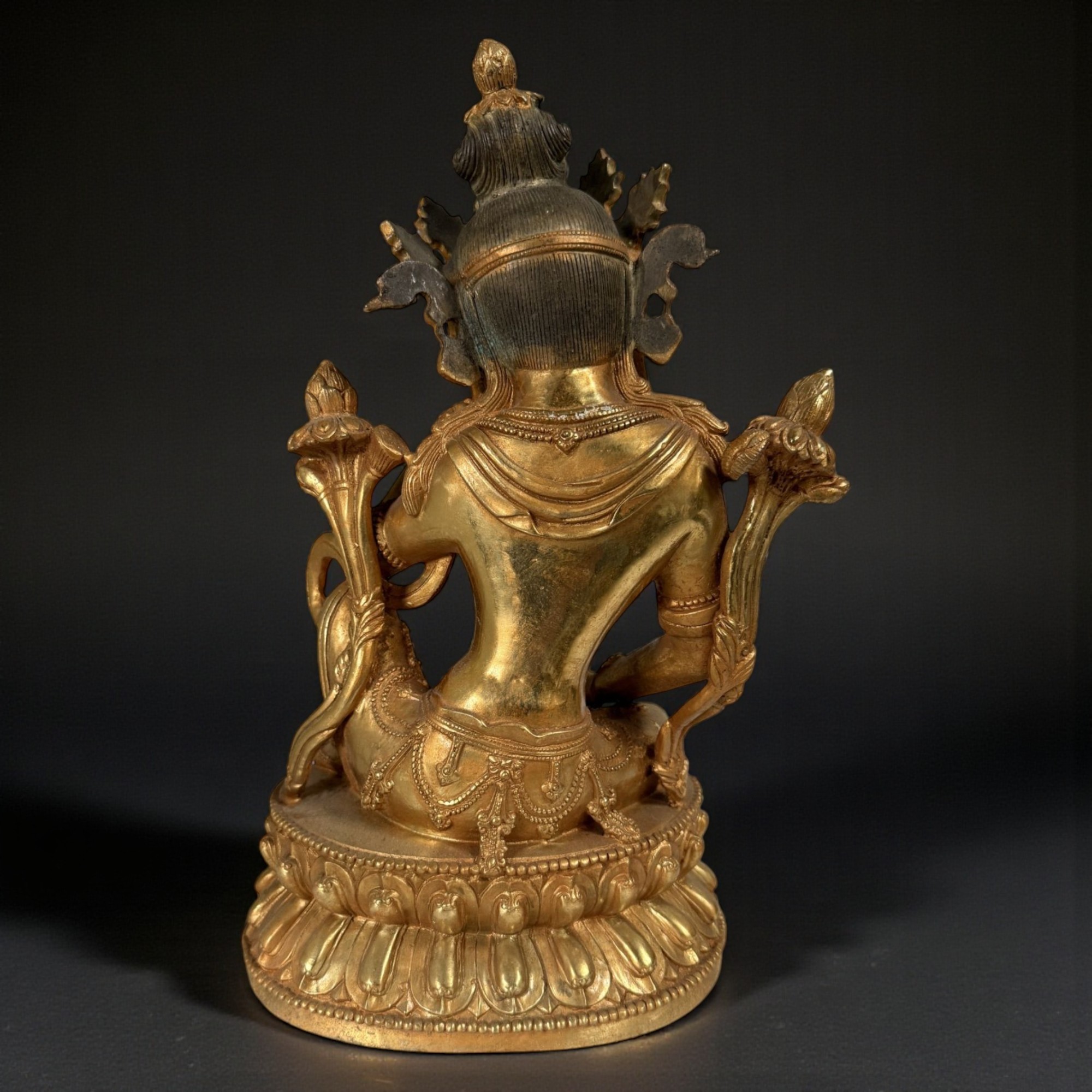 Gekrönte Guan Yin Bronze Figur aus Tibet/China (Sichuan) – 34,5 cm – Antikmarkt Sammlerstück