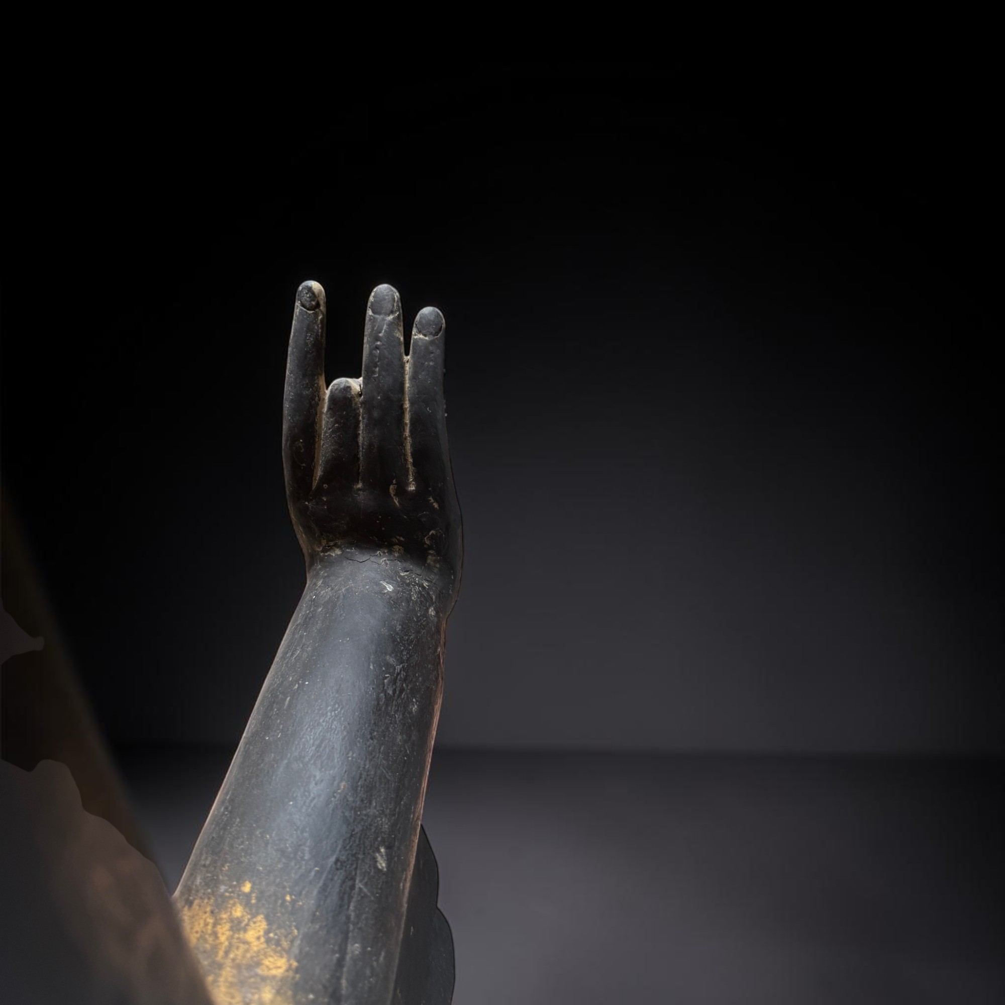 Buddha Figur stehend Teakholz Skulptur Burma Rakhine Asiatika 185cm