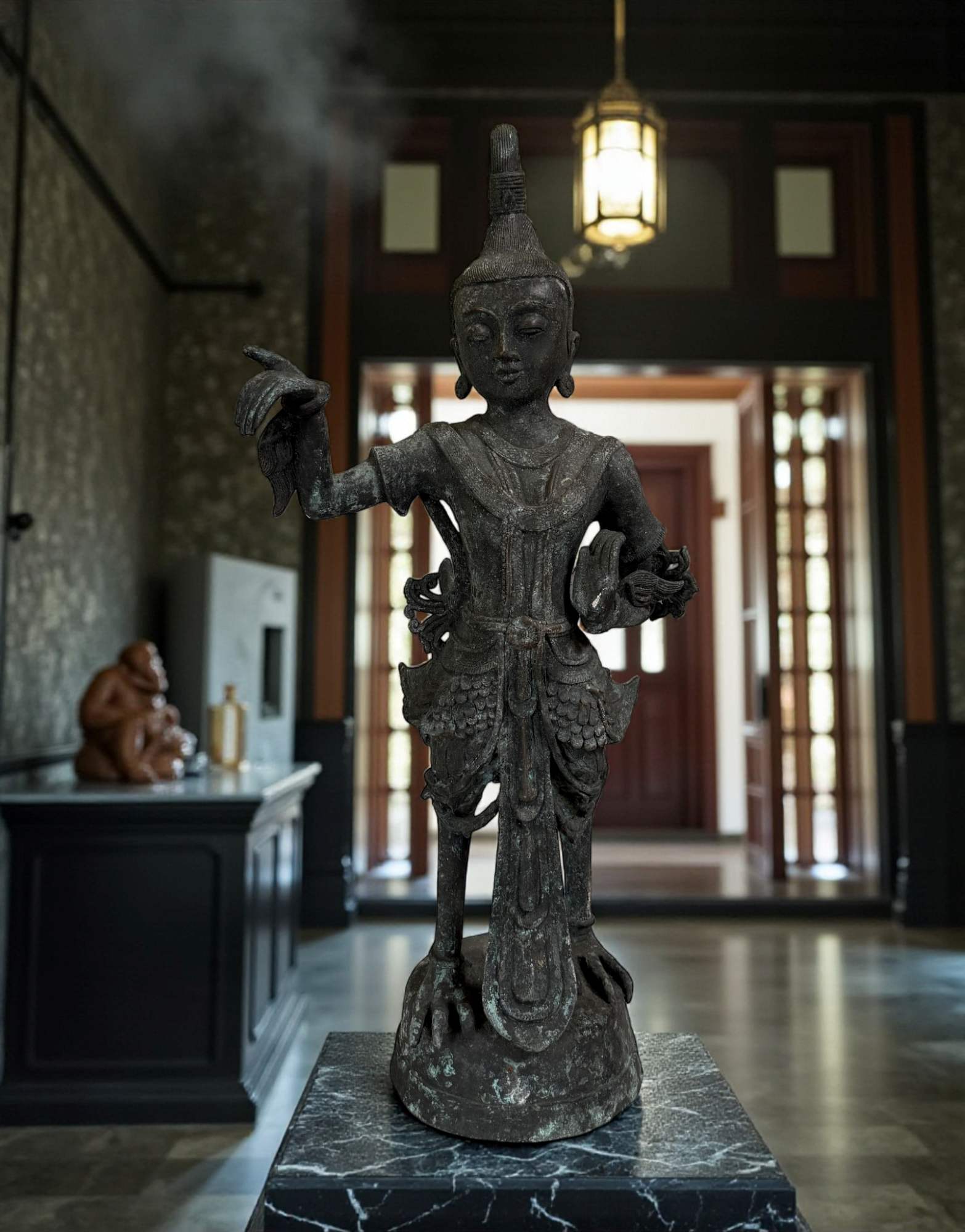 Kinnari Bronze Skulptur Burma Figur 74 cm groß Kinnari Bronze Skulptur Burma Figur 74 cm groß