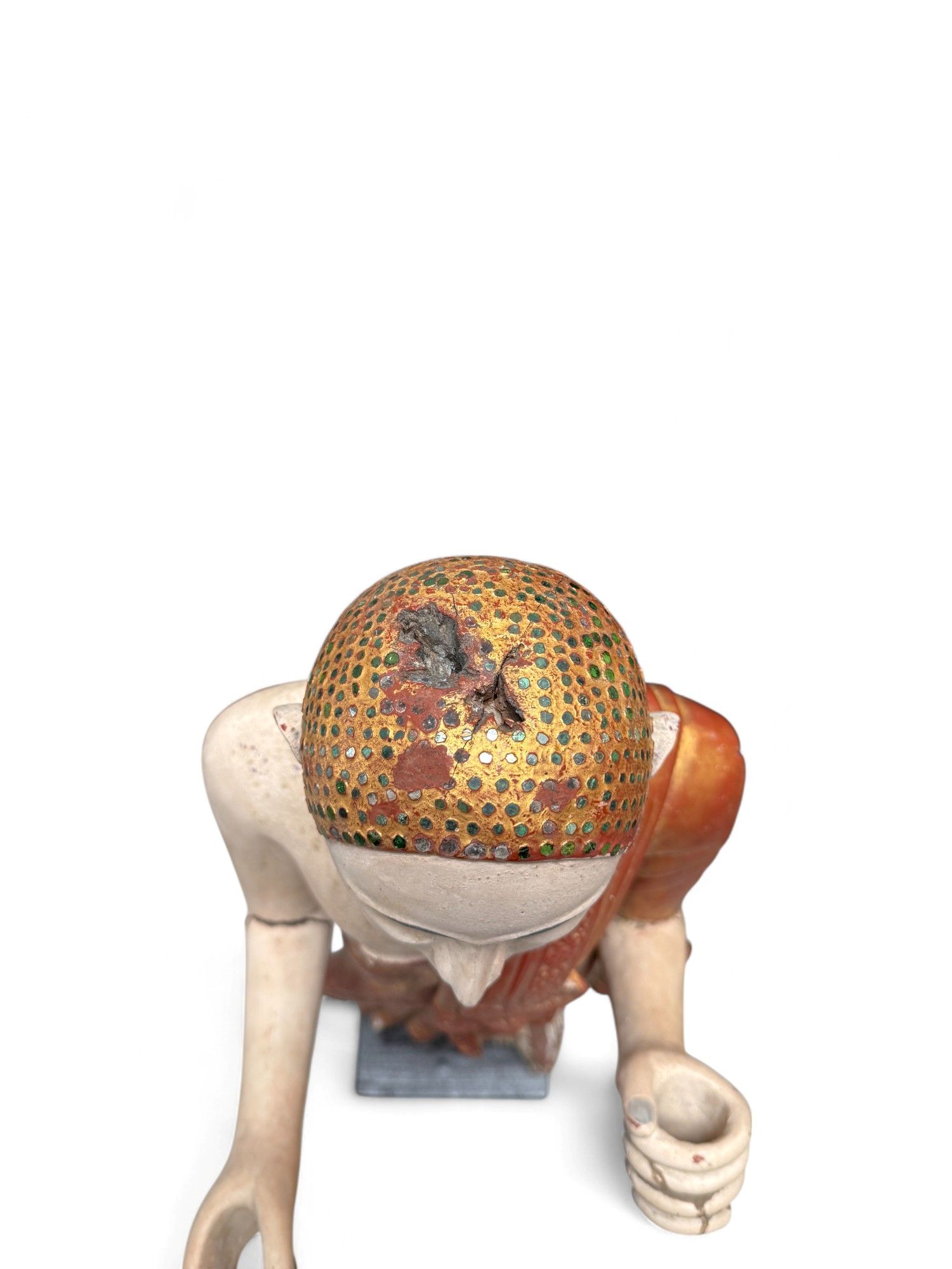 Burmesische Mönchsfigur aus Teakholz – ca. 140 Jahre alt