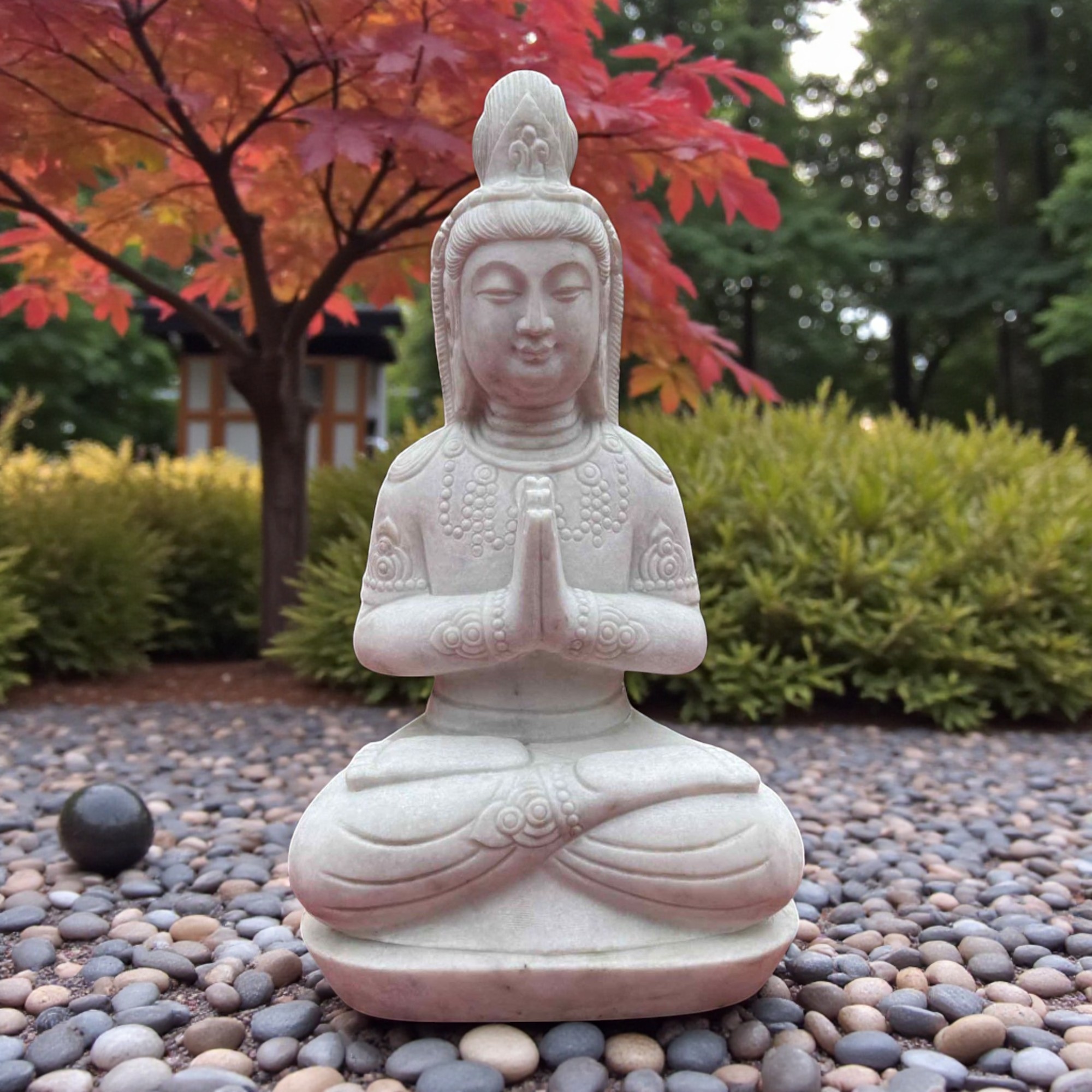 Guanyin Garten Buddha Skulptur Marmor Stein 65cm groß