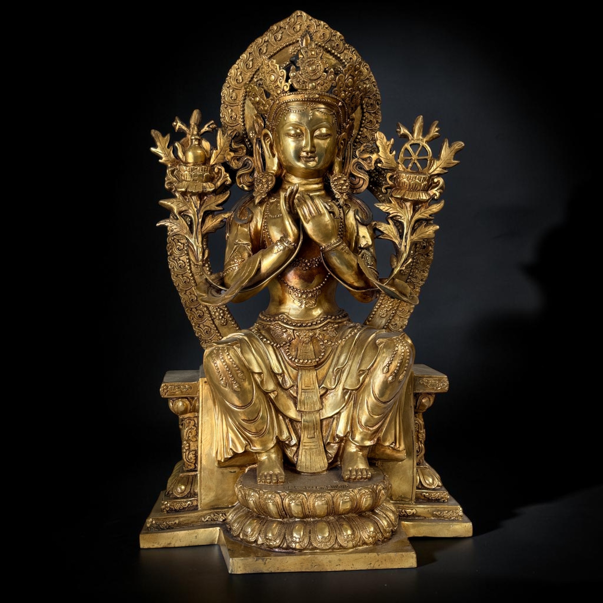 Buddha der Zukunft Maitreya Figur aus Bronze – 65 cm – Tibet-China Grenzregion