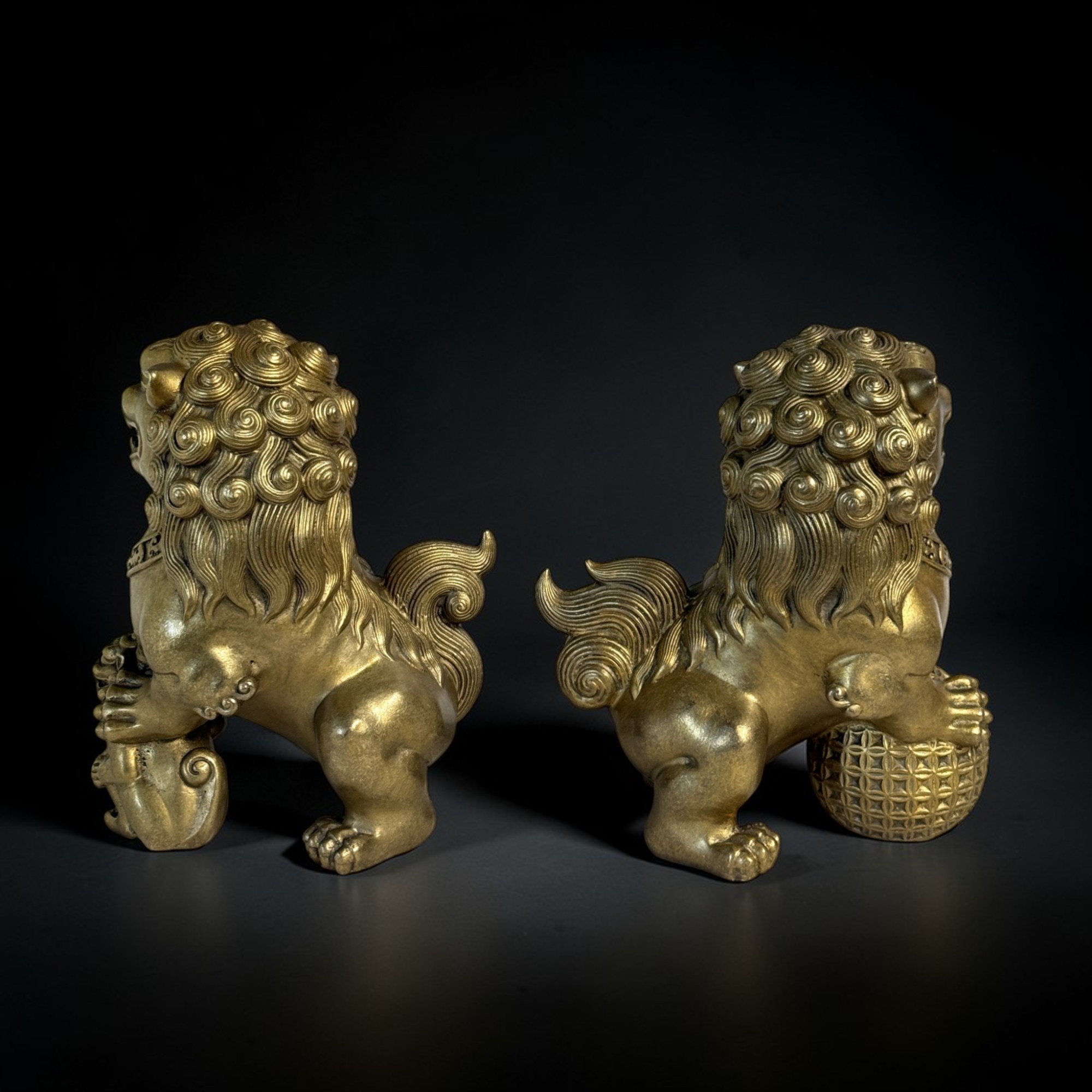 Bronze Wächterlöwen Paar – 21 cm – Feng Shui Schutzsymbol