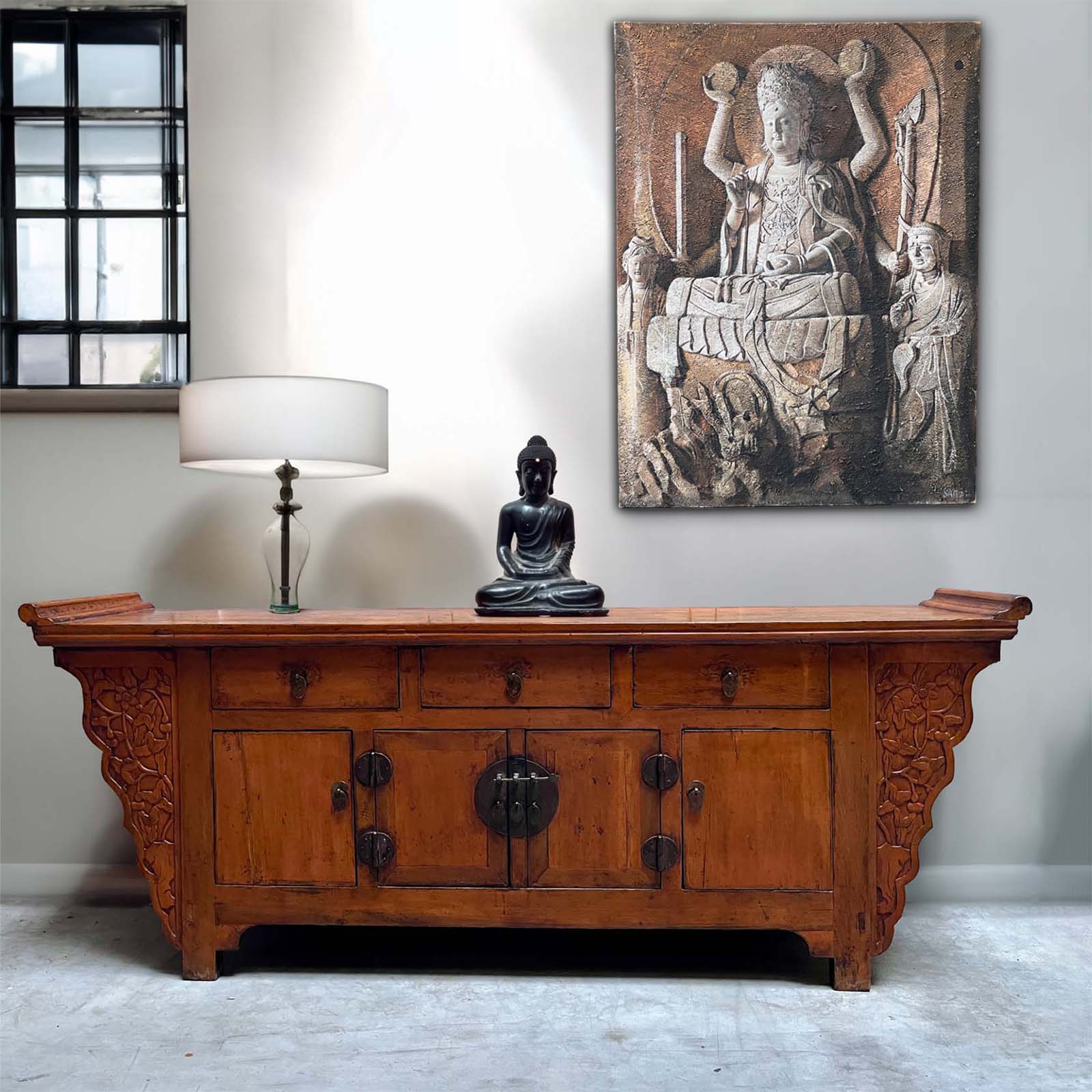 Buddha Gemälde Wandbild groß - Unikat