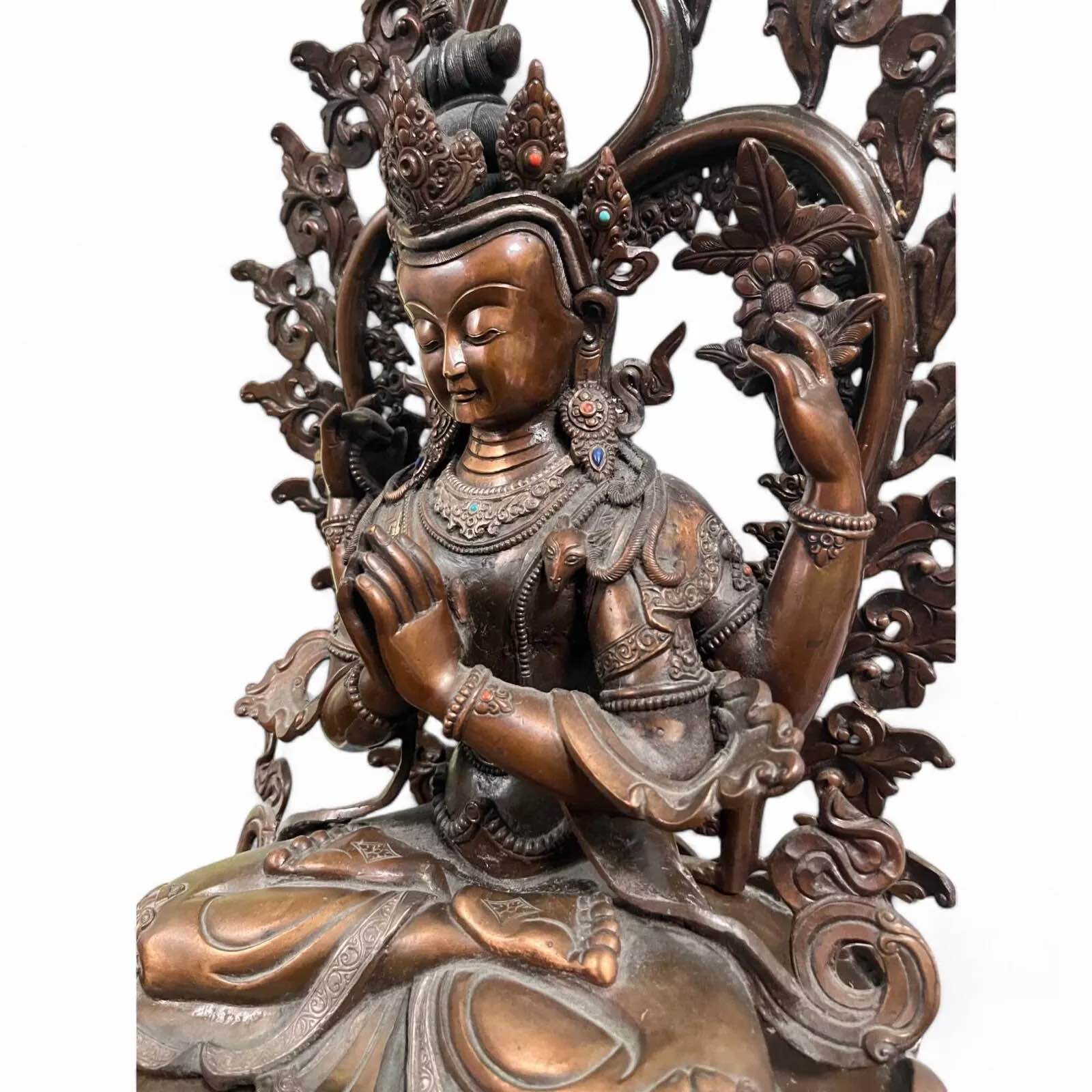 Chenrezig Avalokiteshvara Kupfer-Bronze Skulptur 69 cm groß