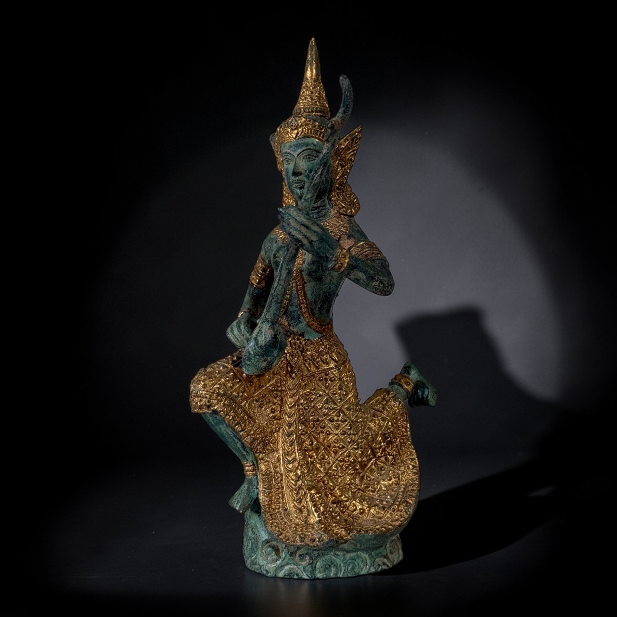 Thepphanom Figur Thailand – Musizierender Engel – Bronze & Gold – 19 cm