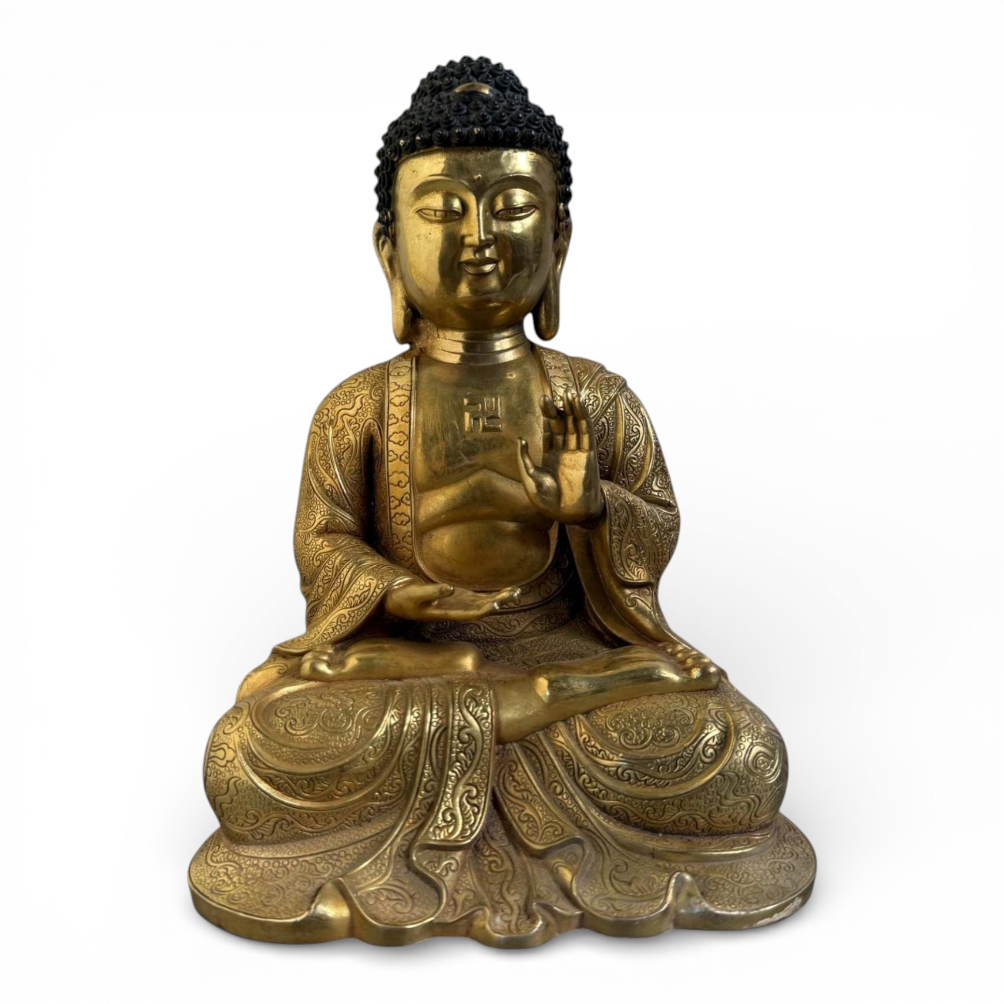 Bronze Buddha Figur – Segnungsgeste – 27,5 cm – Sichuan, China