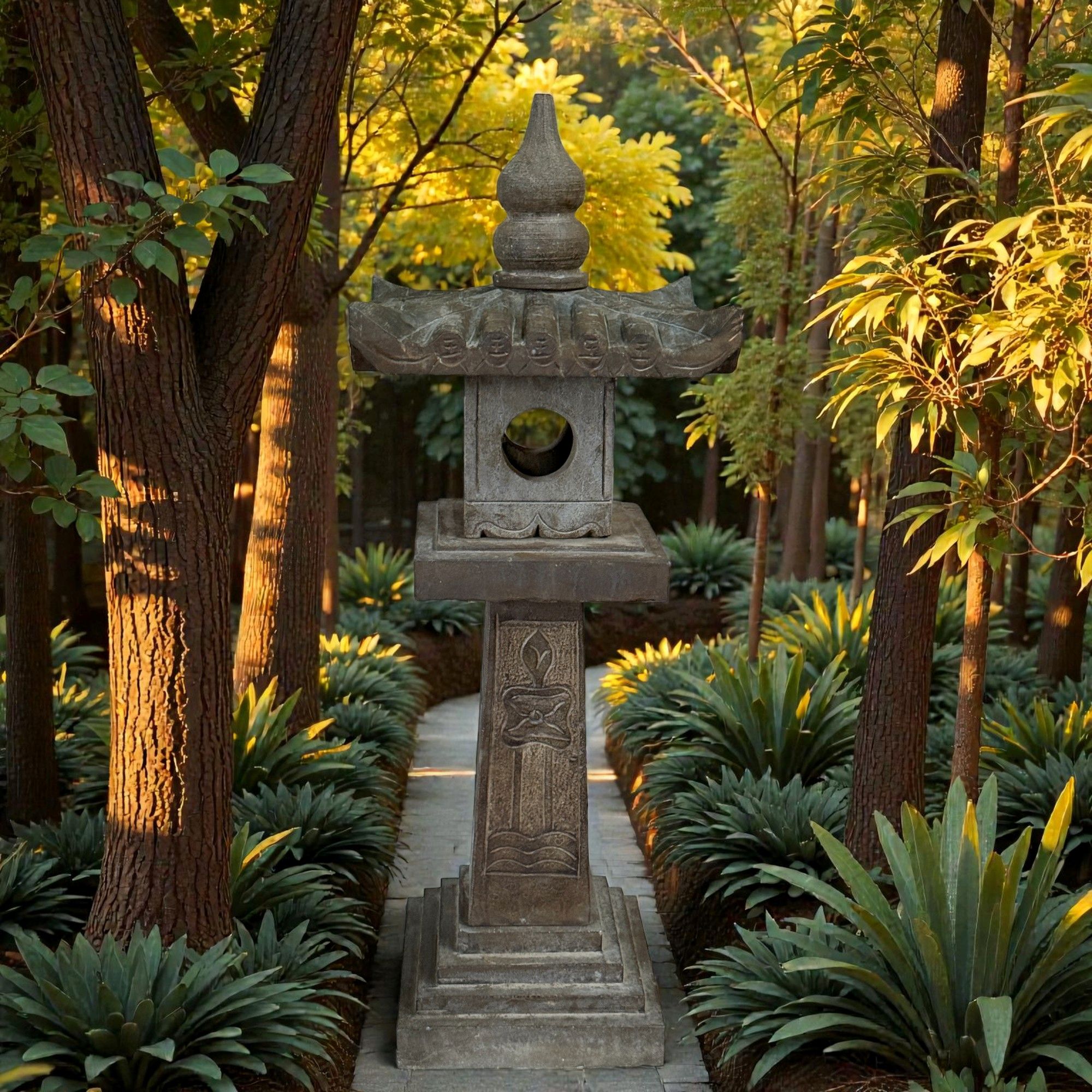 China Steinlaterne Garten Pagode mit Lotusblumen