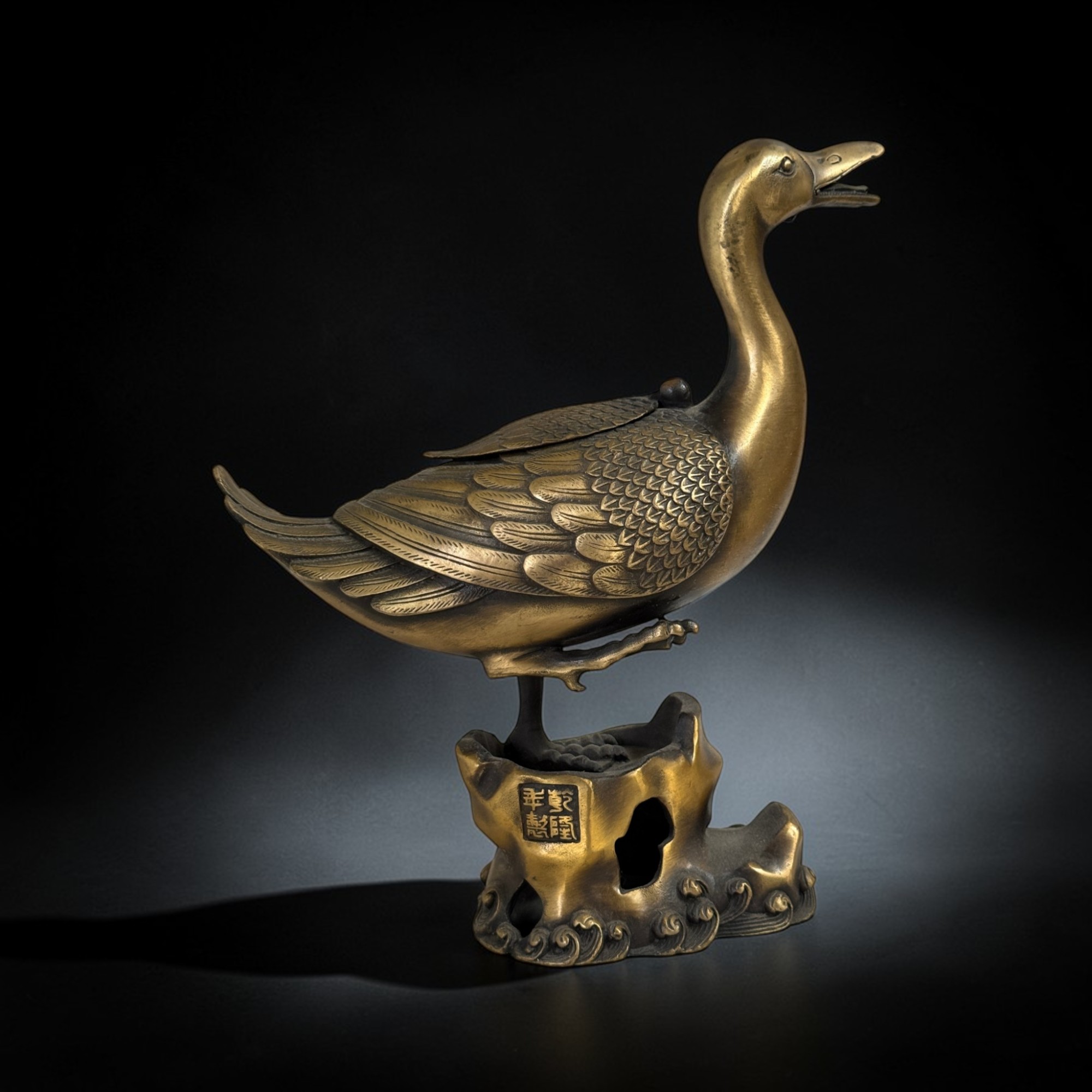 Räuchergefäß Ente aus Bronze – 26 cm – Chinesische Dekofigur