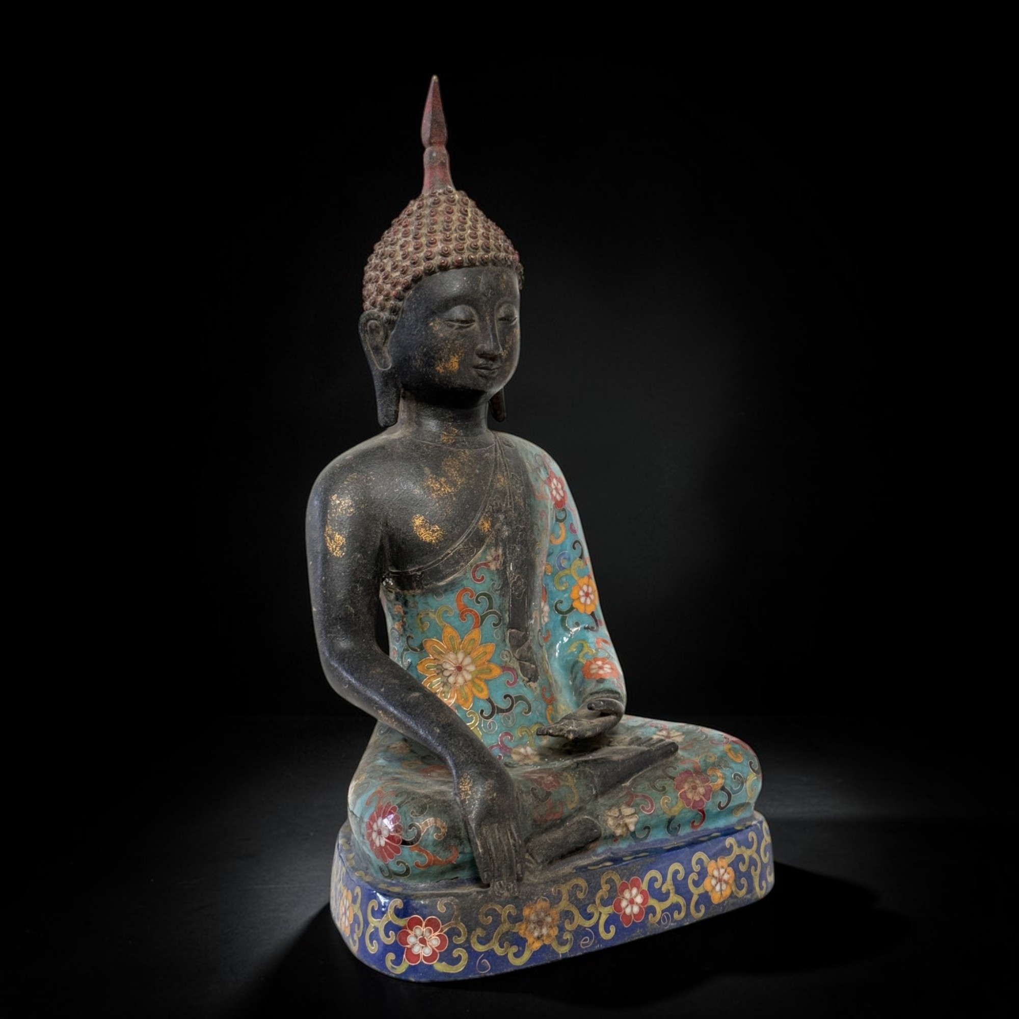 Buddha Figur Bronze Siddharta Gautama Cloisonne Skulptur 40 cm